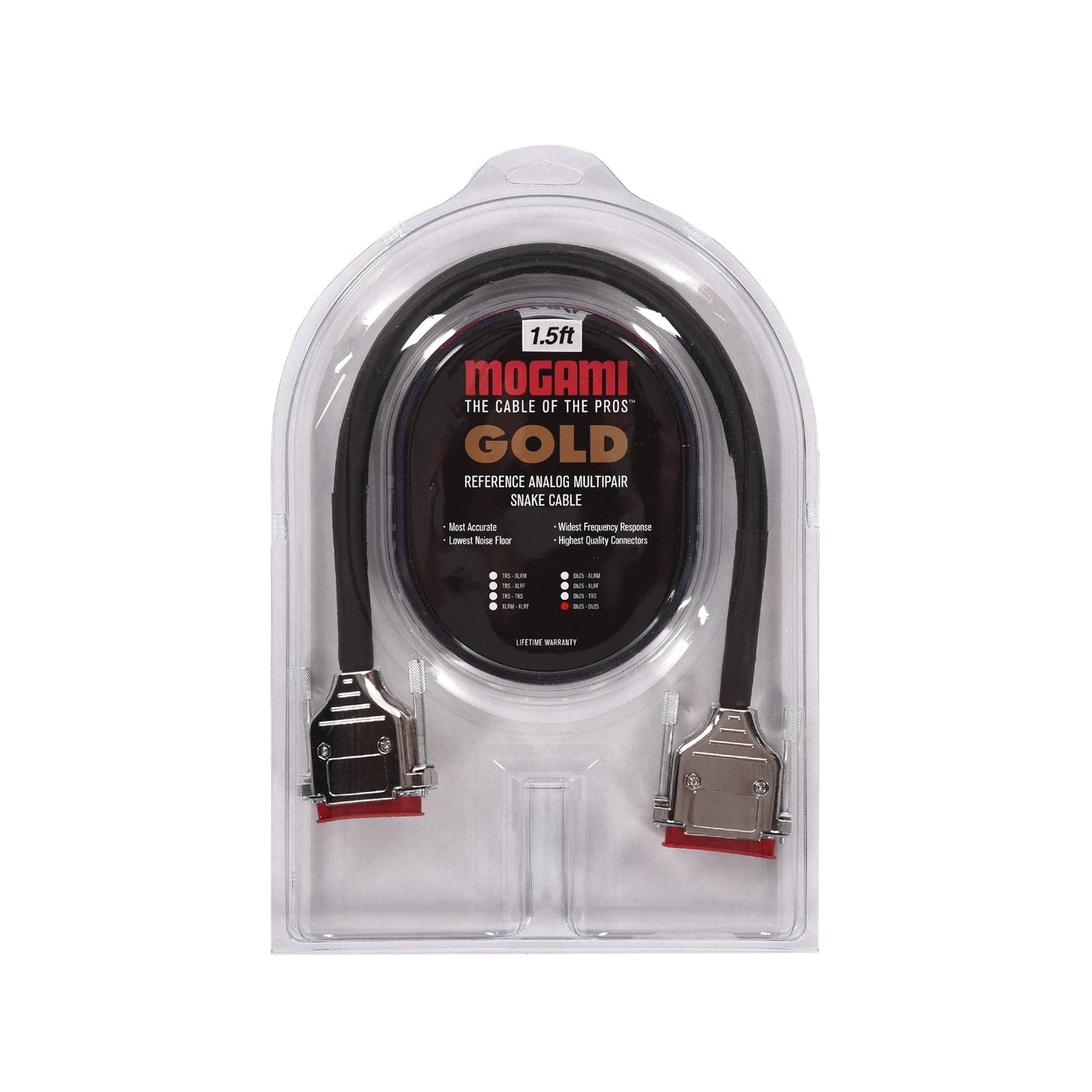 Mogami Gold DB25-DB25 8-channel Analog Interface Cable 1.5' Accessories / Cables