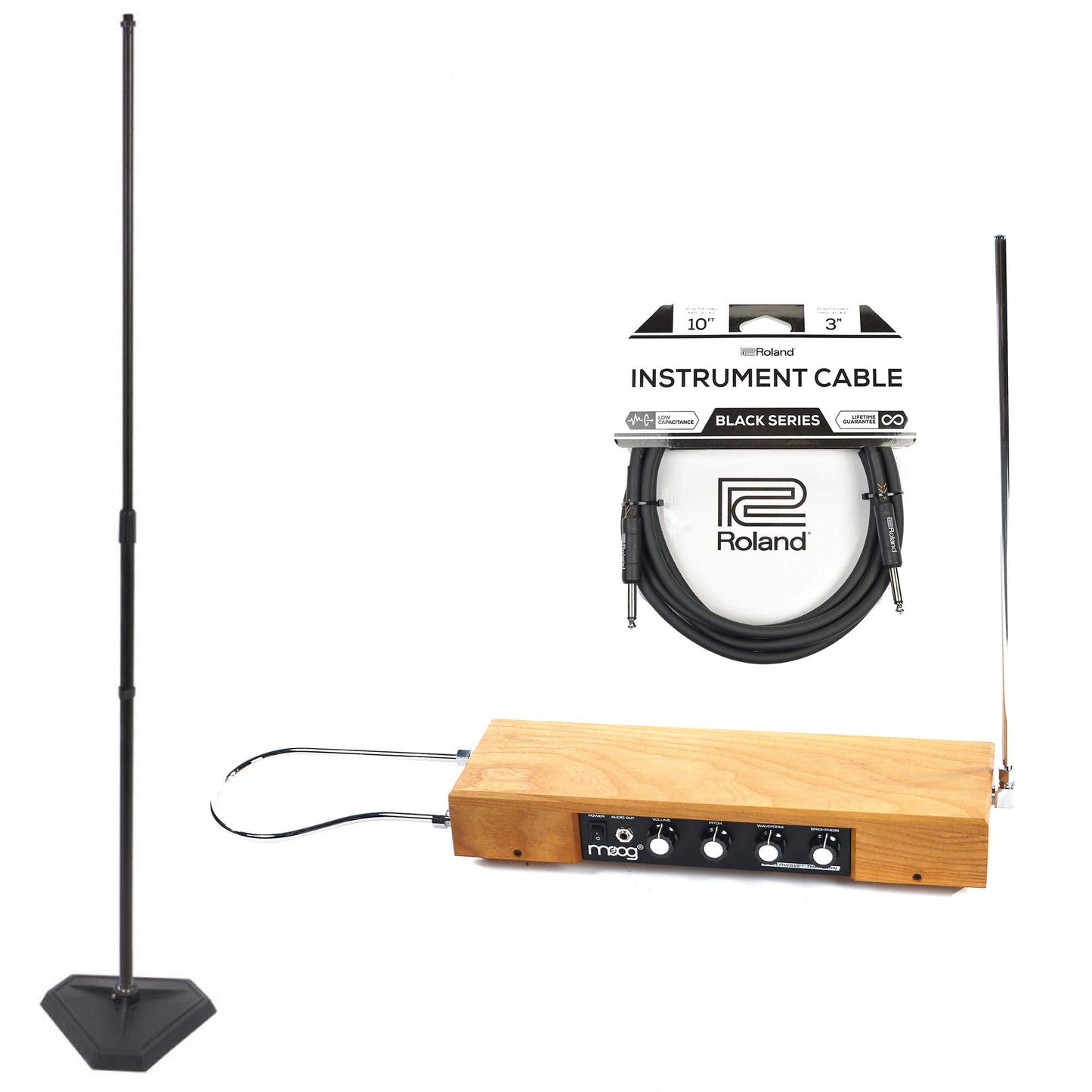 Moog Etherwave Standard Theremin Ash w/Mic Stand, RH-5 Headphones and Instrument Cable Bundle Keyboards and Synths / Synths / Analog Synths