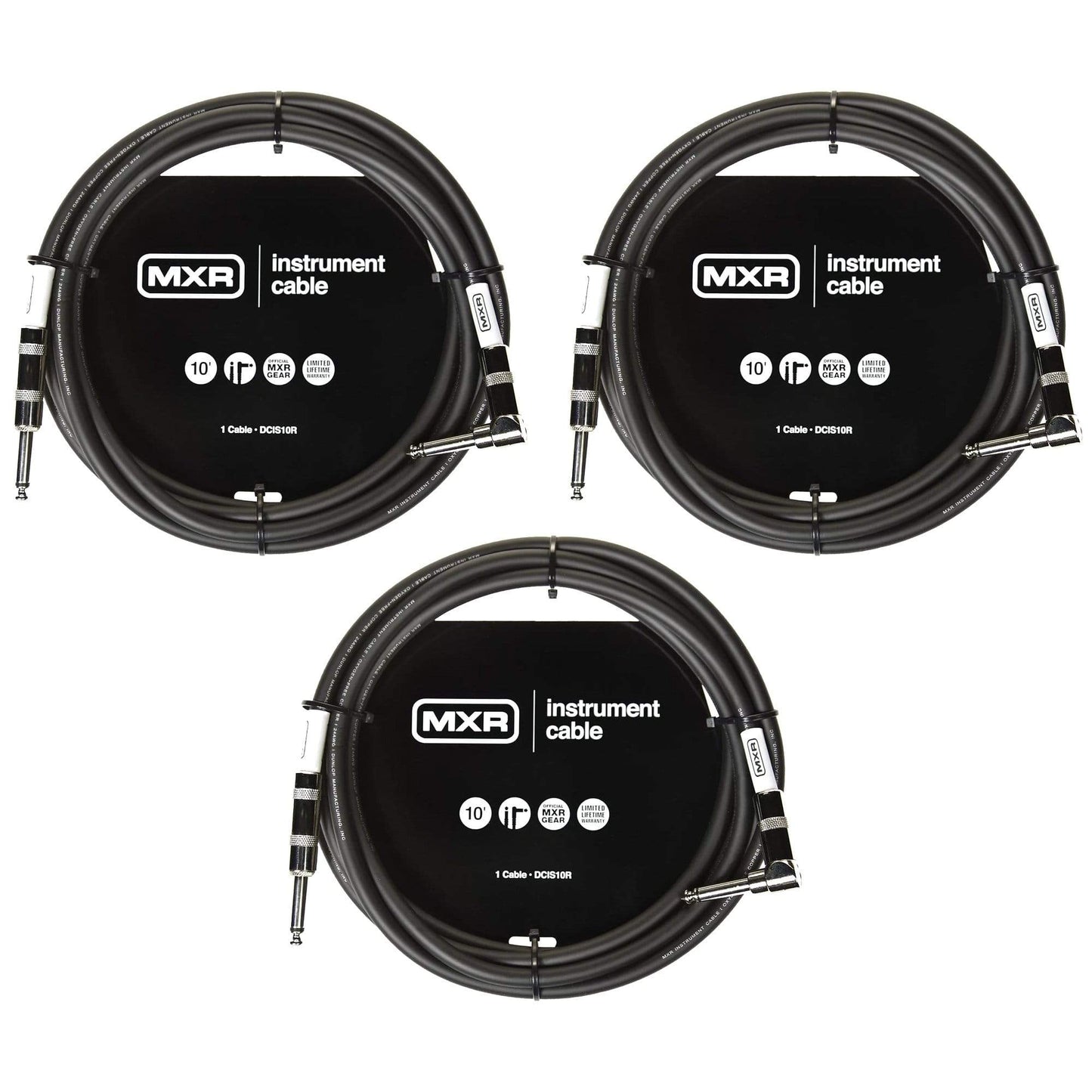 MXR DCIS10R 10' Instrument Cable Straight/Right Angle 3 Pack Bundle Accessories / Cables