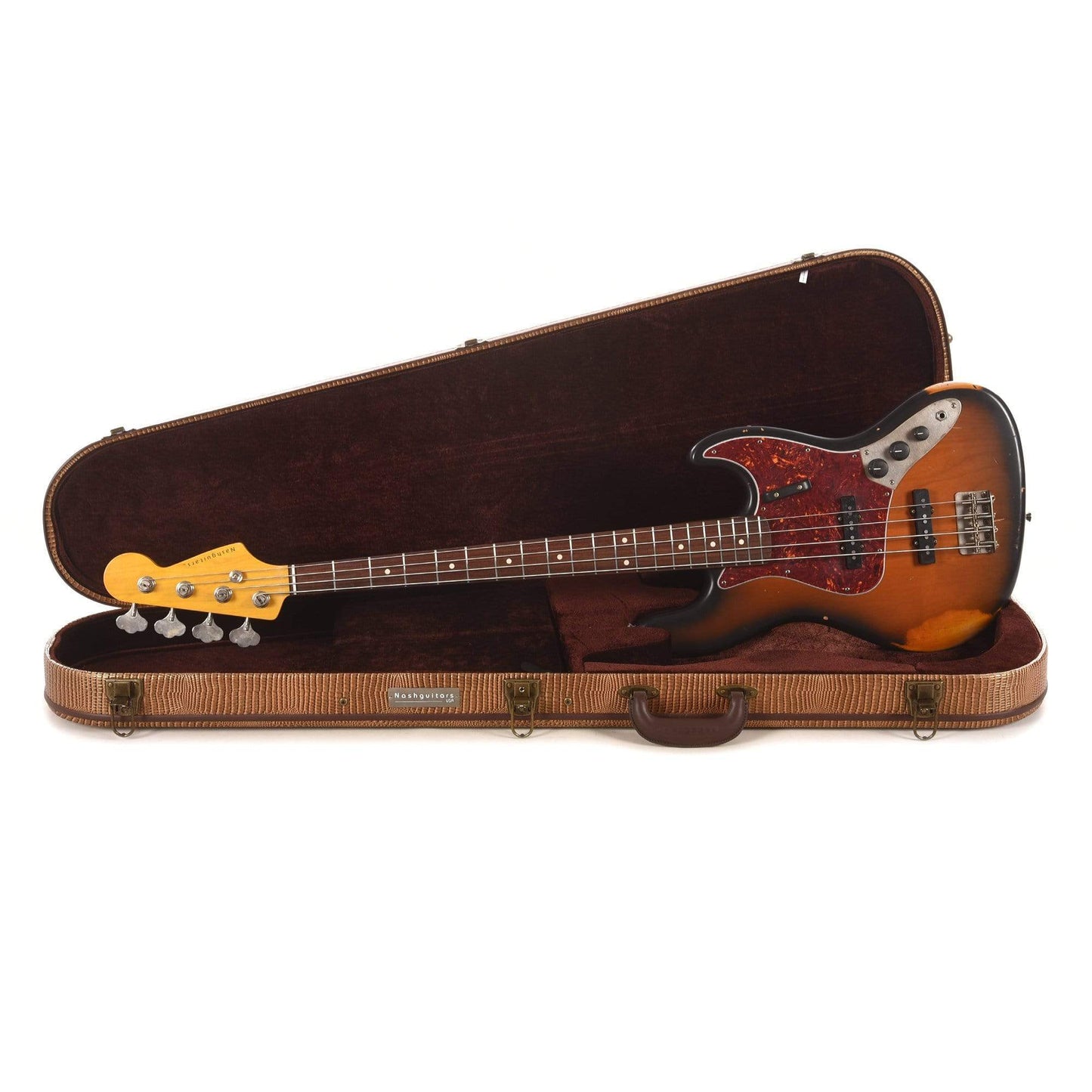 Nash JB-63 2-Tone Sunburst Medium Relic w/4-Ply Tortoise Pickguard & Lollar Pickups Bass Guitars / 4-String