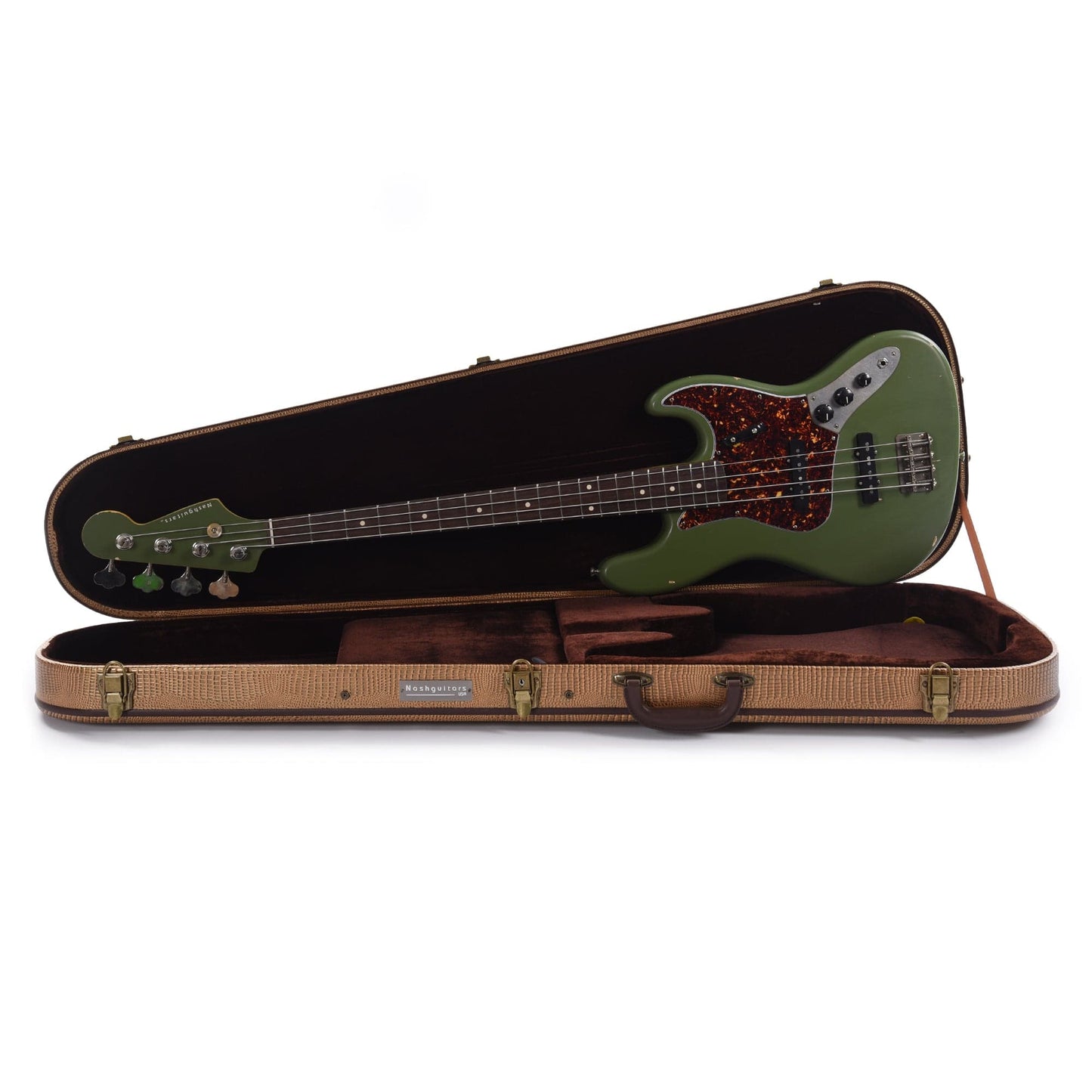 Nash JB-63 Army Green Light Relic w/4-Ply Tortoise Pickguard, Matching Headstock, & Lollar Pickups Bass Guitars / 4-String