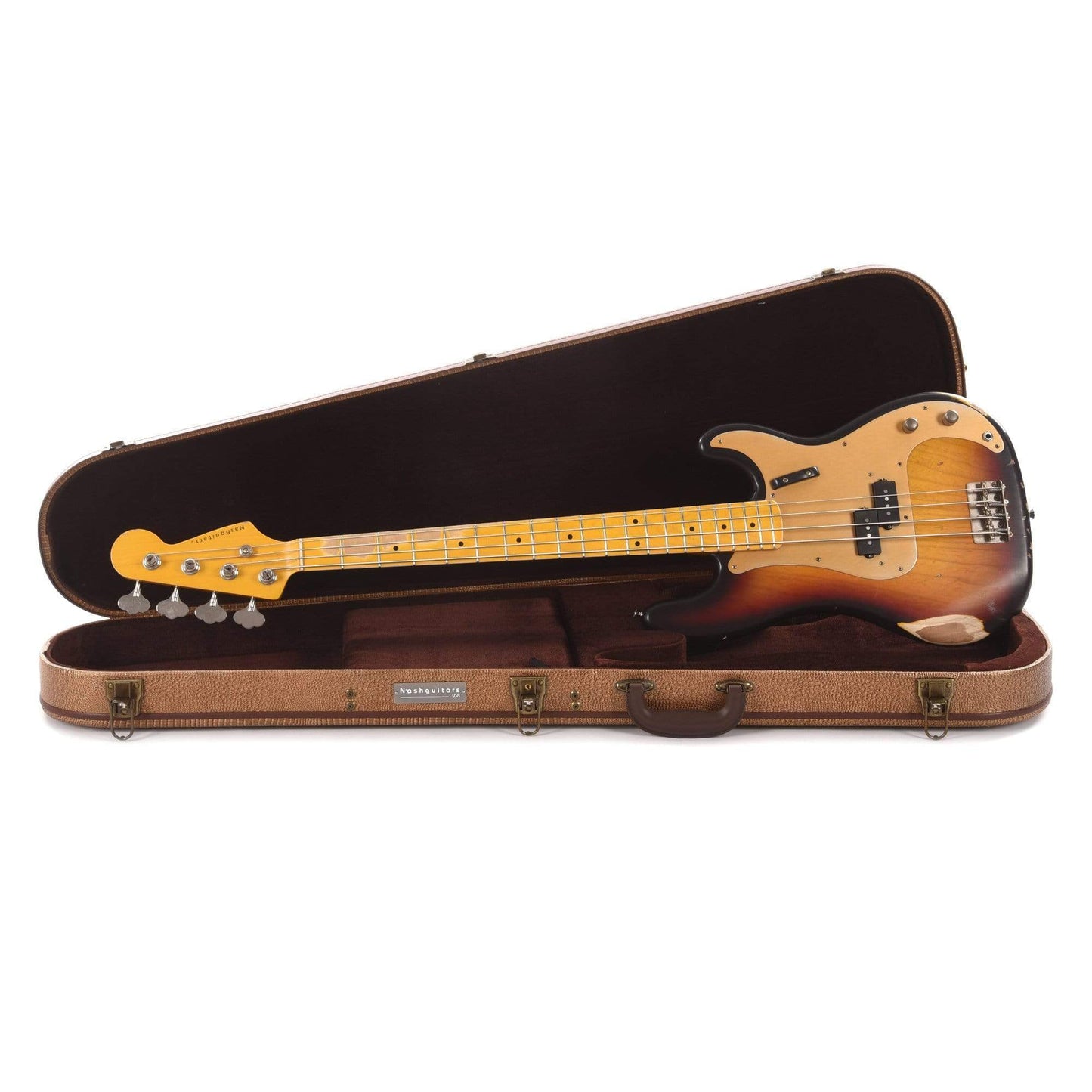 Nash PB-57 3-Tone Sunburst Medium Relic Ash w/Gold Anodized Pickguard & Lollar Pickups Bass Guitars / 4-String