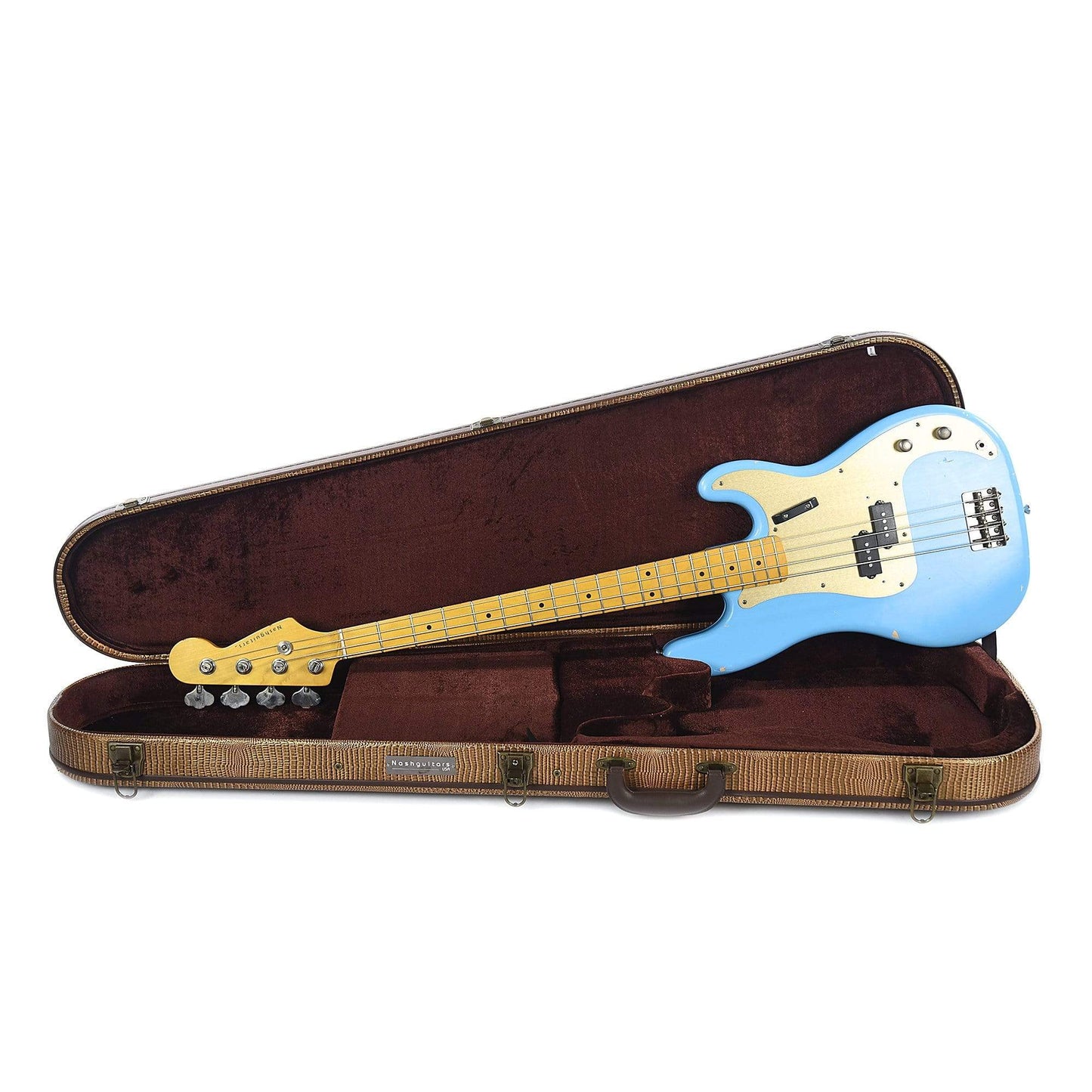 Nash PB-57 Daphne Blue Light Relic w/Gold Anodized Pickguard & Lollar Pickups Bass Guitars / 4-String