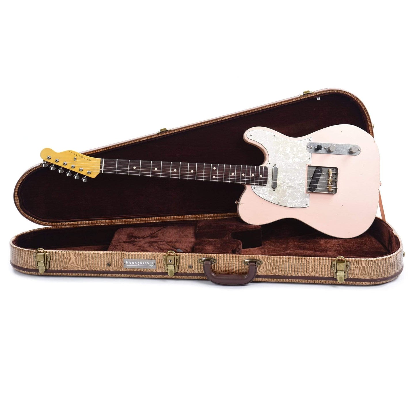 Nash T-63 Ash Shell Pink Light Relic Pearloid Double Bound w/3-Ply Pearloid Pickguard, & Lollar Pickups Electric Guitars / Solid Body