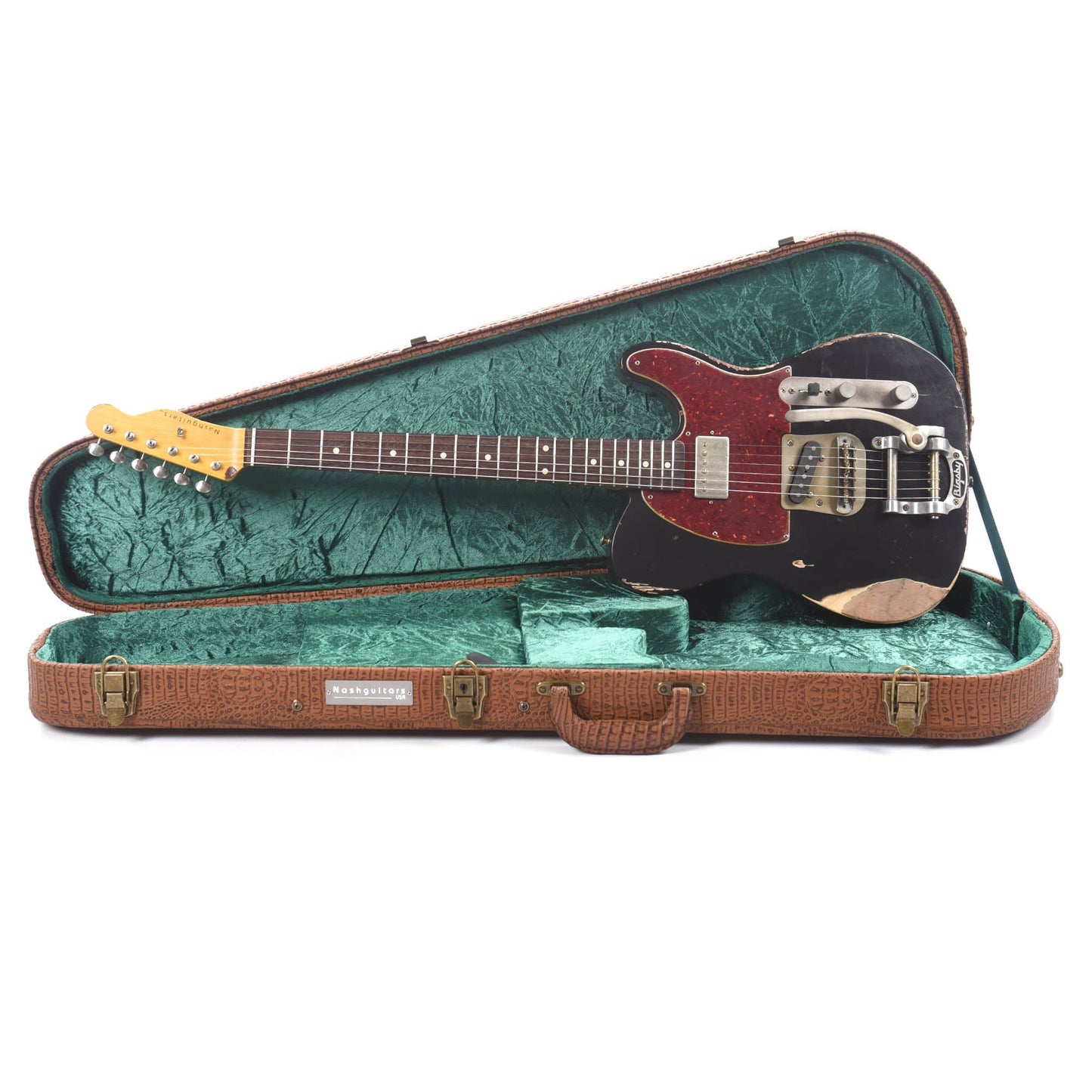Nash T-63 HS Ash Black Heavy Relic w/4-Ply Tortoise Pickguard, Lollar Pickups, & Bigsby Electric Guitars / Solid Body