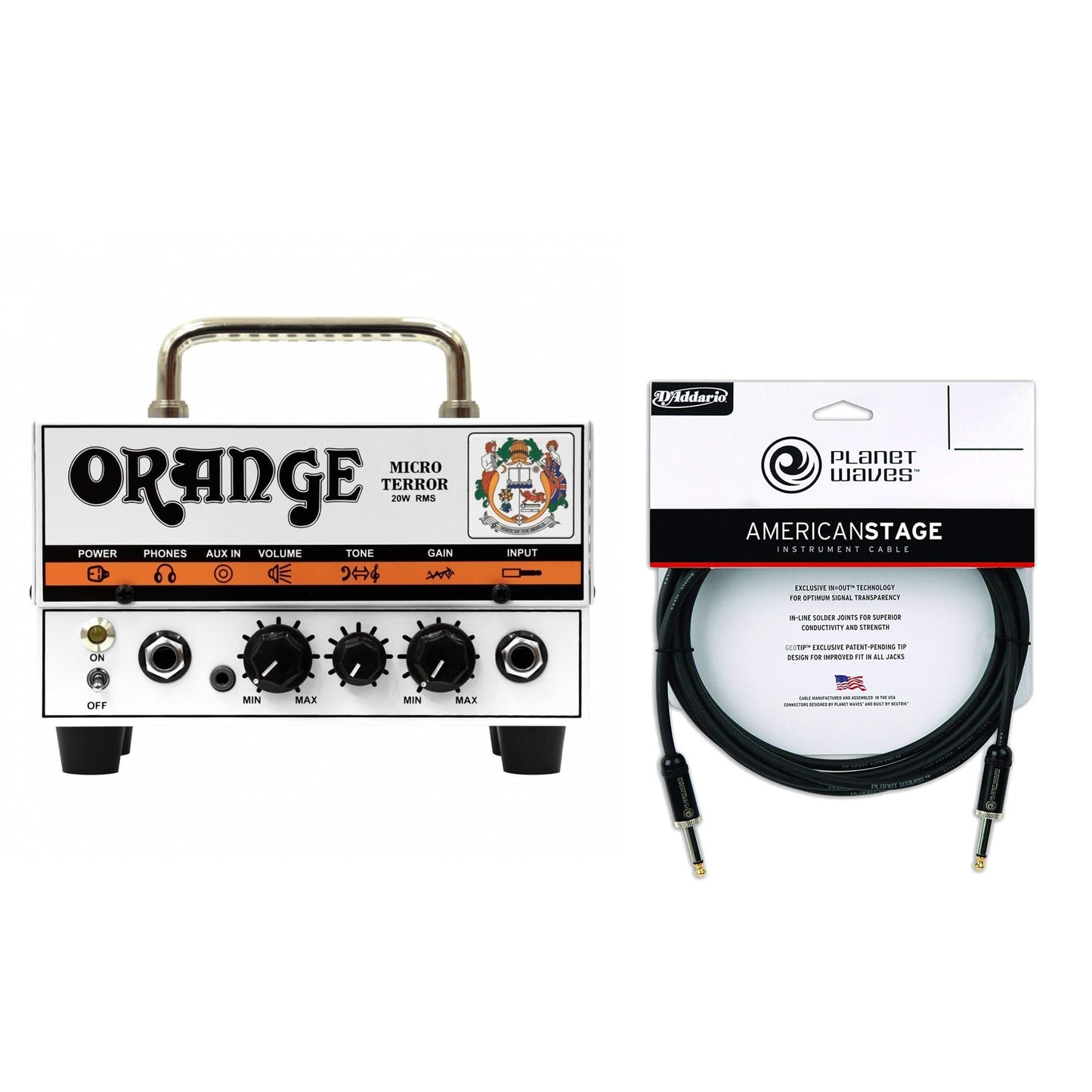 Orange Micro Terror 20w Head w/Tube Preamp Cable Bundle Amps / Guitar Heads