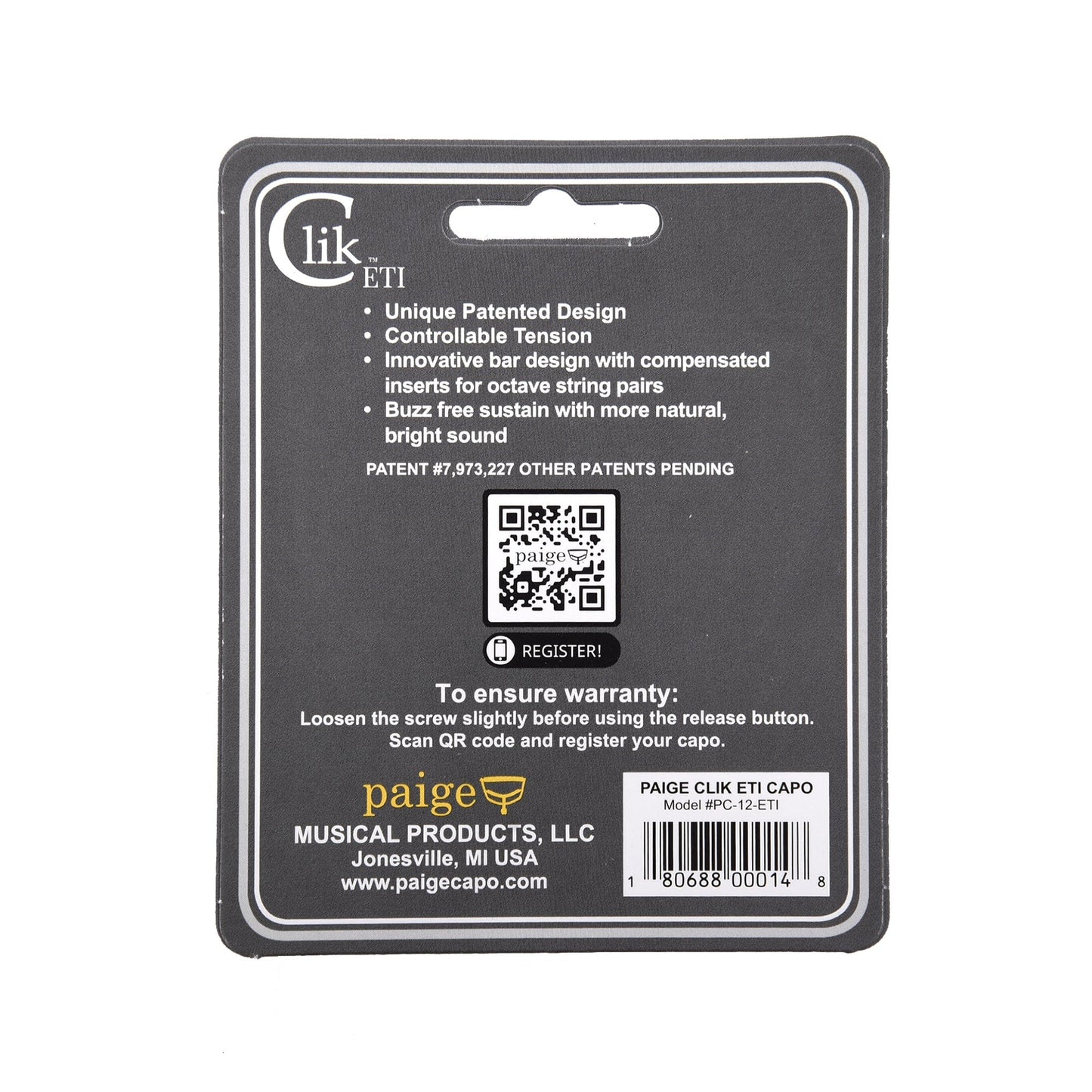 Paige Clik PC-12 ETI 12-String Capo Accessories / Capos