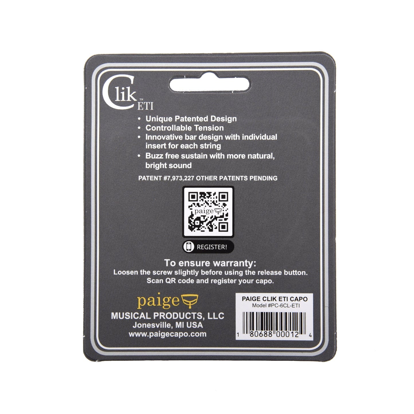 Paige Clik PC-6CL ETI Traditional Classical Capo Accessories / Capos