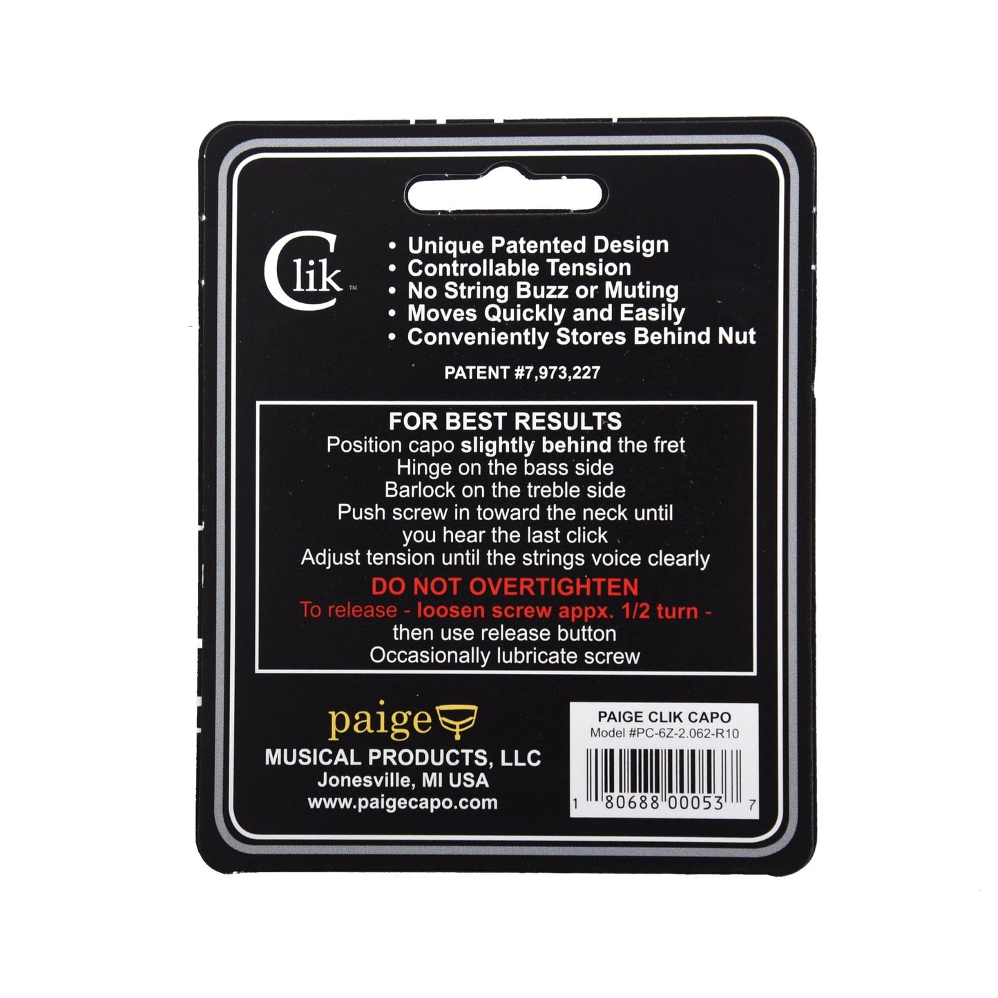 Paige Clik PC-6Z 6-String Electric Capo 10” Radius Accessories / Capos
