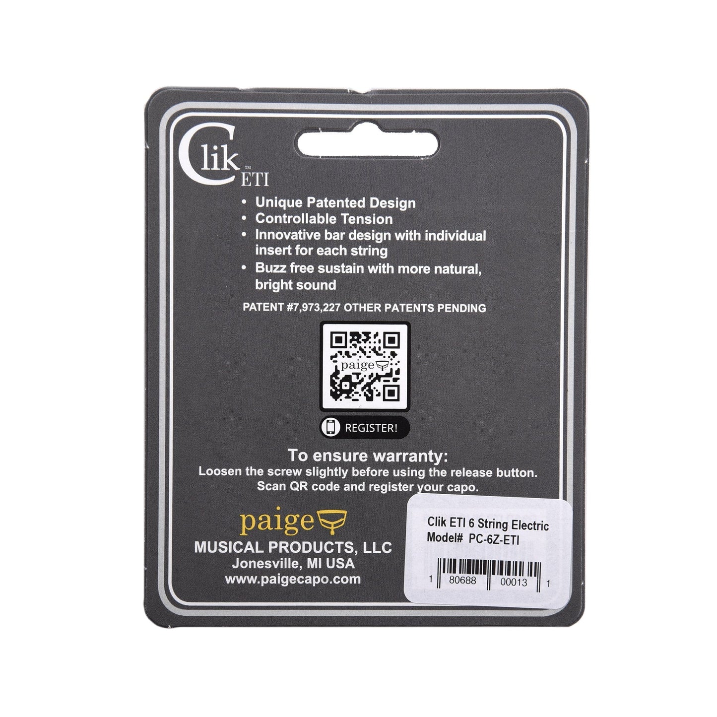Paige Clik PC-6Z ETI 6-String Capo 10” Radius Accessories / Capos