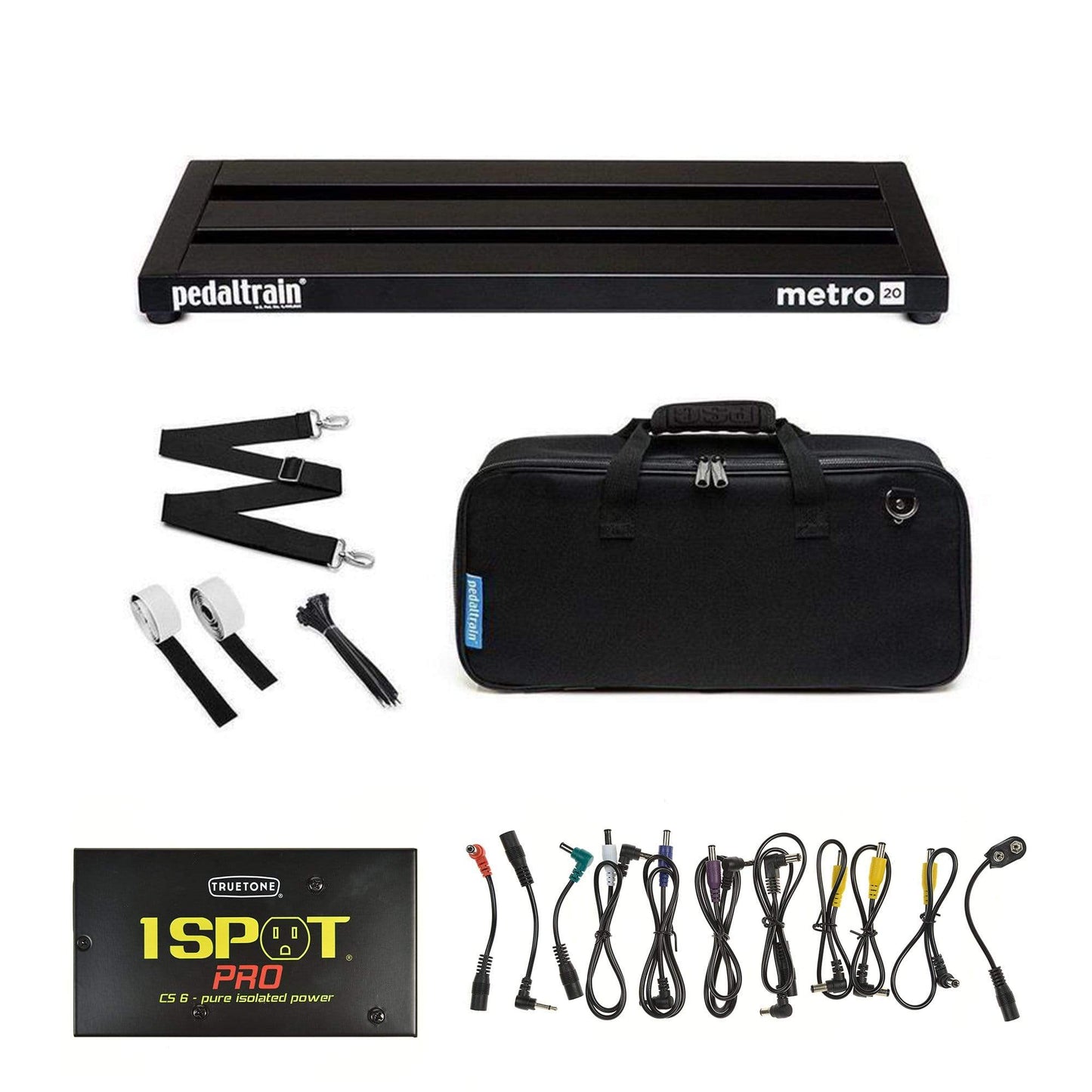 Pedaltrain Metro 20 Pedalboard 3 Rails 20x8 w/Soft Case w/Truetone CS-6 Power Supply Bundle Effects and Pedals / Pedalboards and Power Supplies