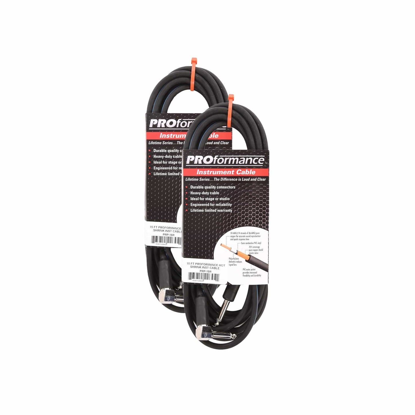 PROformance Instrument Cable 15' Angle-Straight 2 Pack Bundle Accessories / Cables