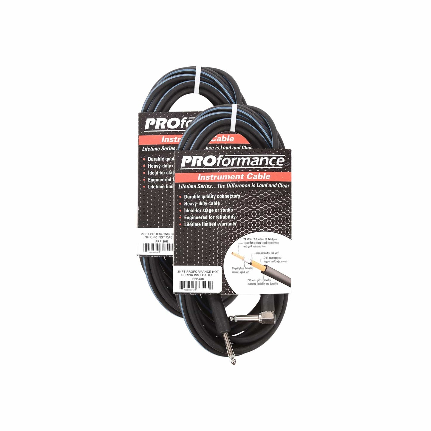 PROformance Instrument Cable 20' Angle-Straight 2 Pack Bundle Accessories / Cables