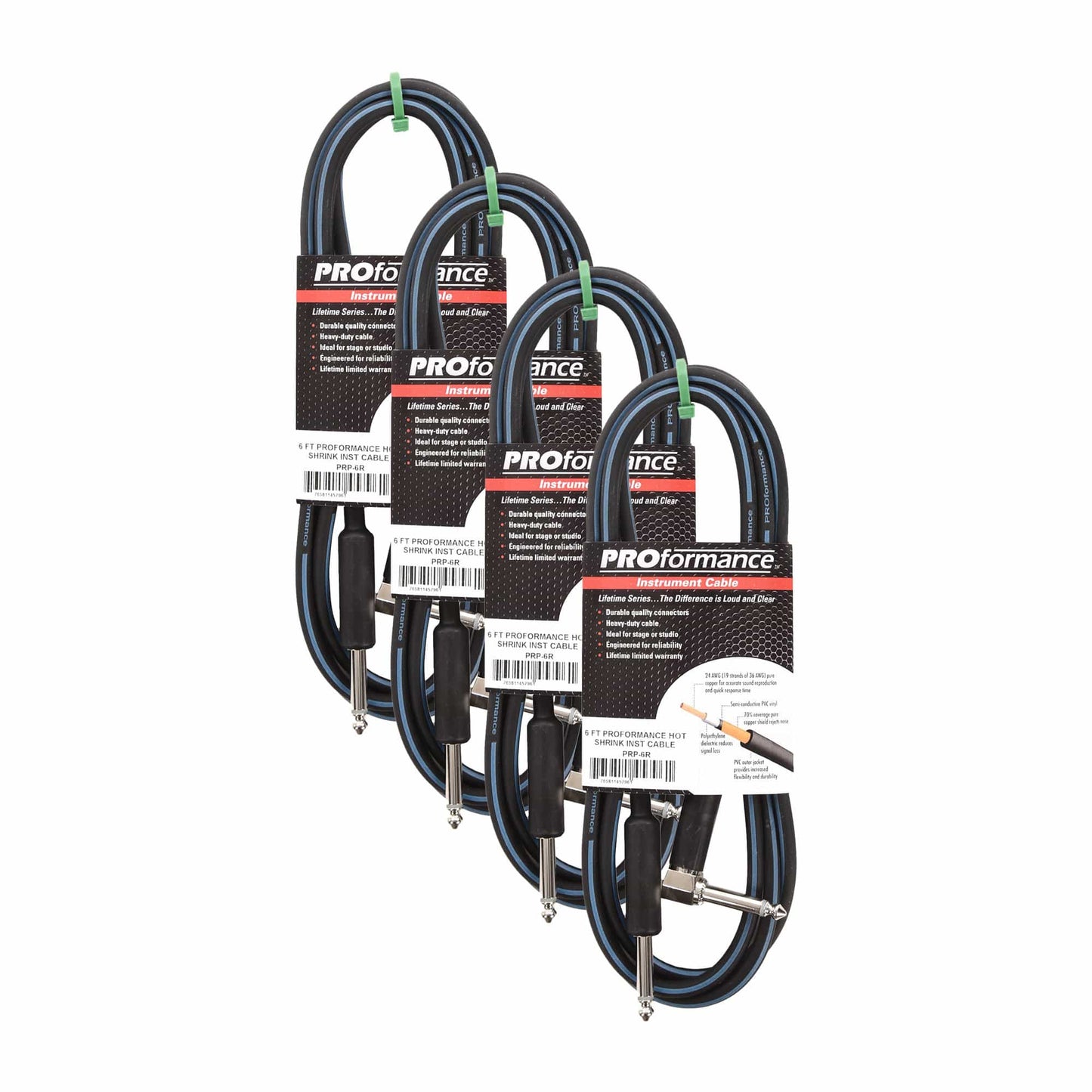 PROformance Instrument Cable 6' Angle-Straight 4 Pack Bundle Accessories / Cables