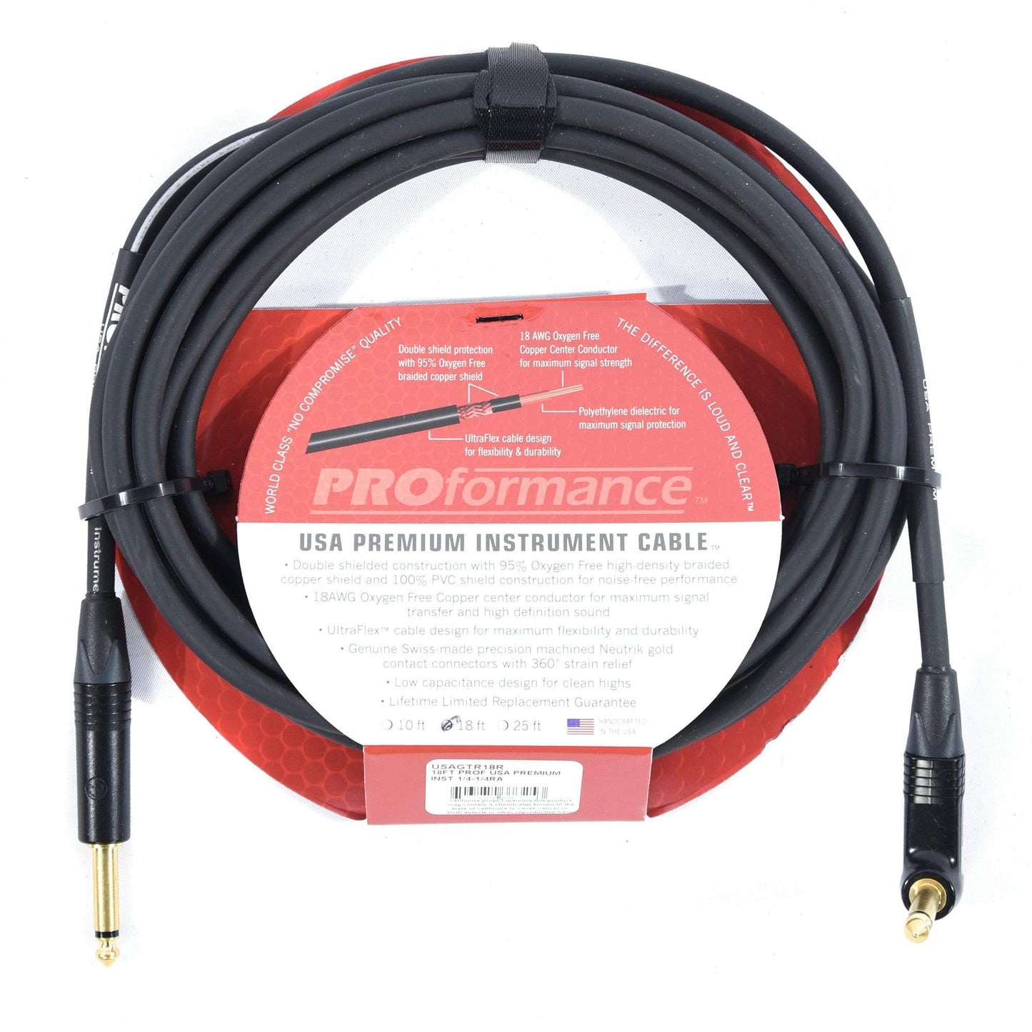 PROformance USA Premium Instrument Cable (Straight- Angle) - 18ft Accessories / Cables