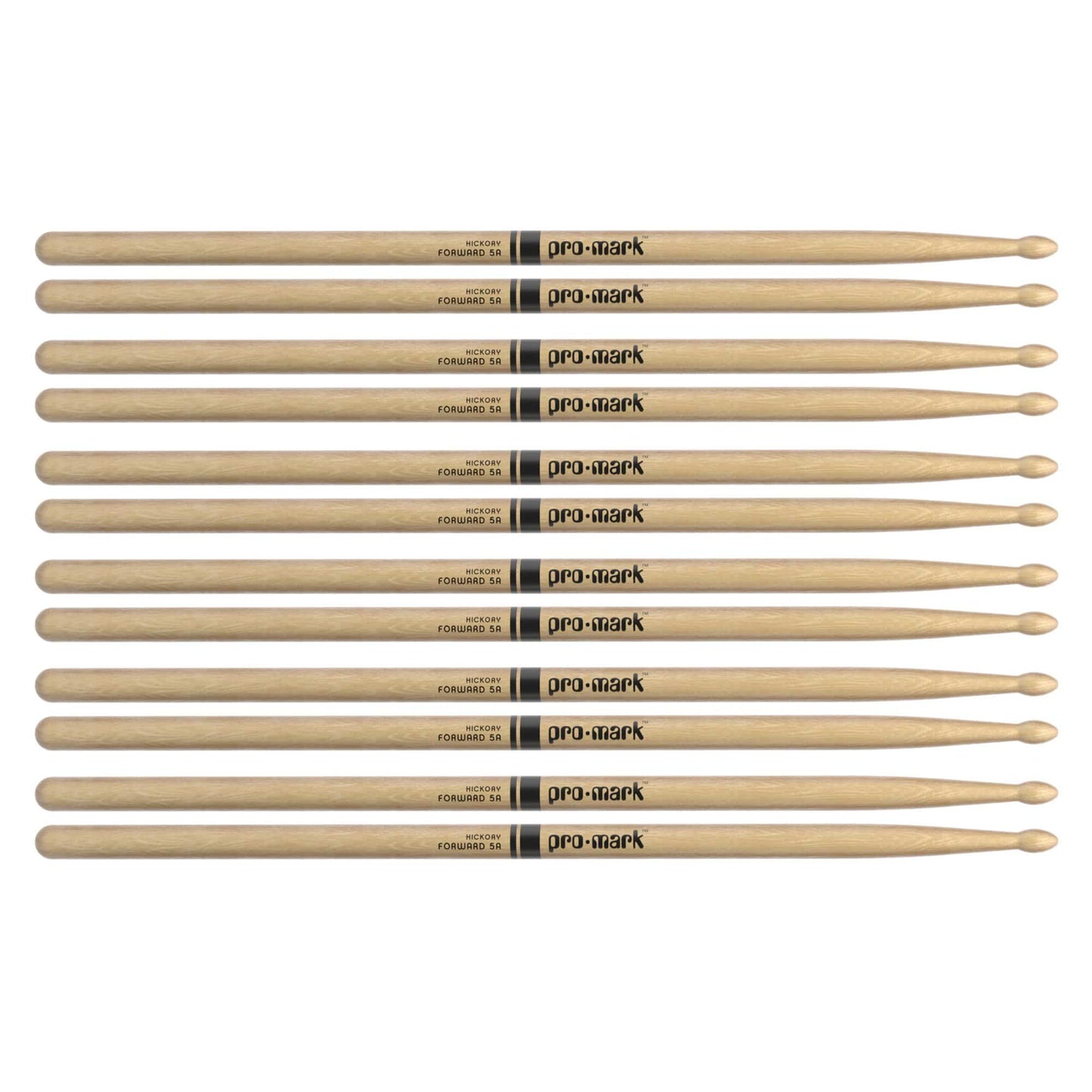 Promark American Hickory 5A Wood Tip Drum Sticks (6 Pair Bundle) Drums and Percussion / Parts and Accessories / Drum Sticks and Mallets