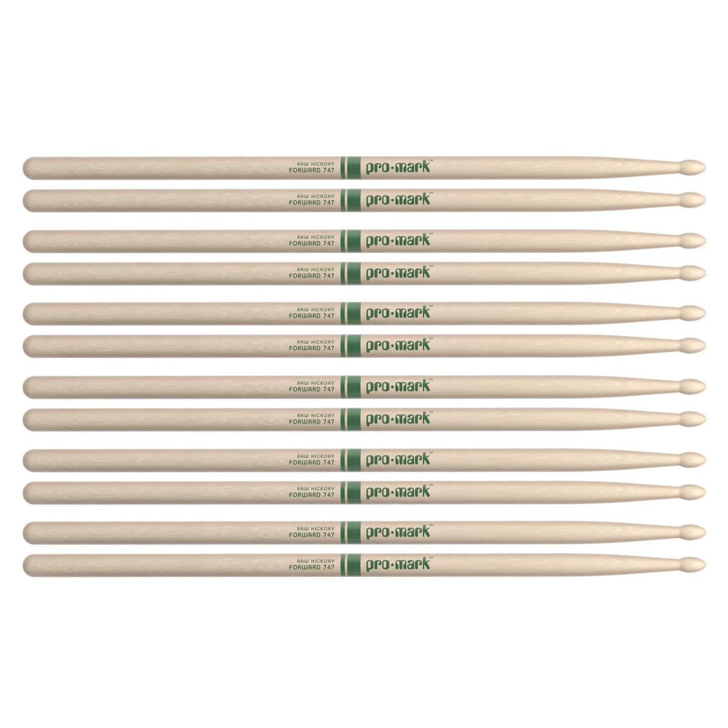 Promark American Hickory 747 Natural Wood Tip Drum Sticks (6 Pair Bundle) Drums and Percussion / Parts and Accessories / Drum Sticks and Mallets