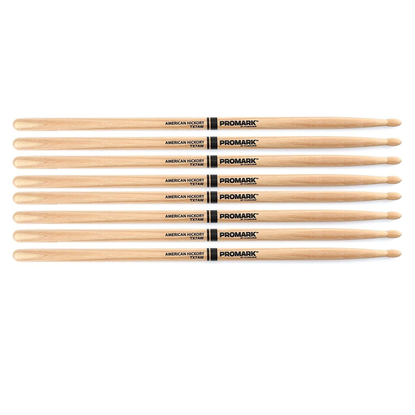 Promark American Hickory 7A Wood Tip Drum Sticks (4 Pair) Drums and Percussion / Parts and Accessories / Drum Sticks and Mallets