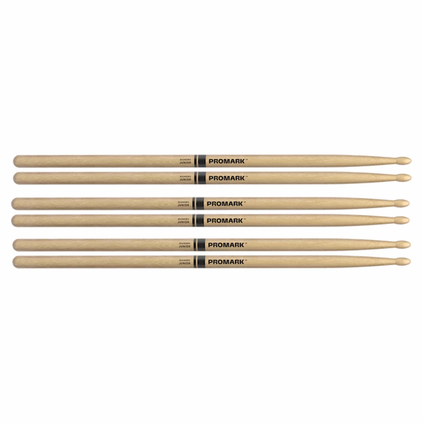 Promark American Hickory Junior Wood Tip Drum Sticks (3 Pair Bundle) Drums and Percussion / Parts and Accessories / Drum Sticks and Mallets