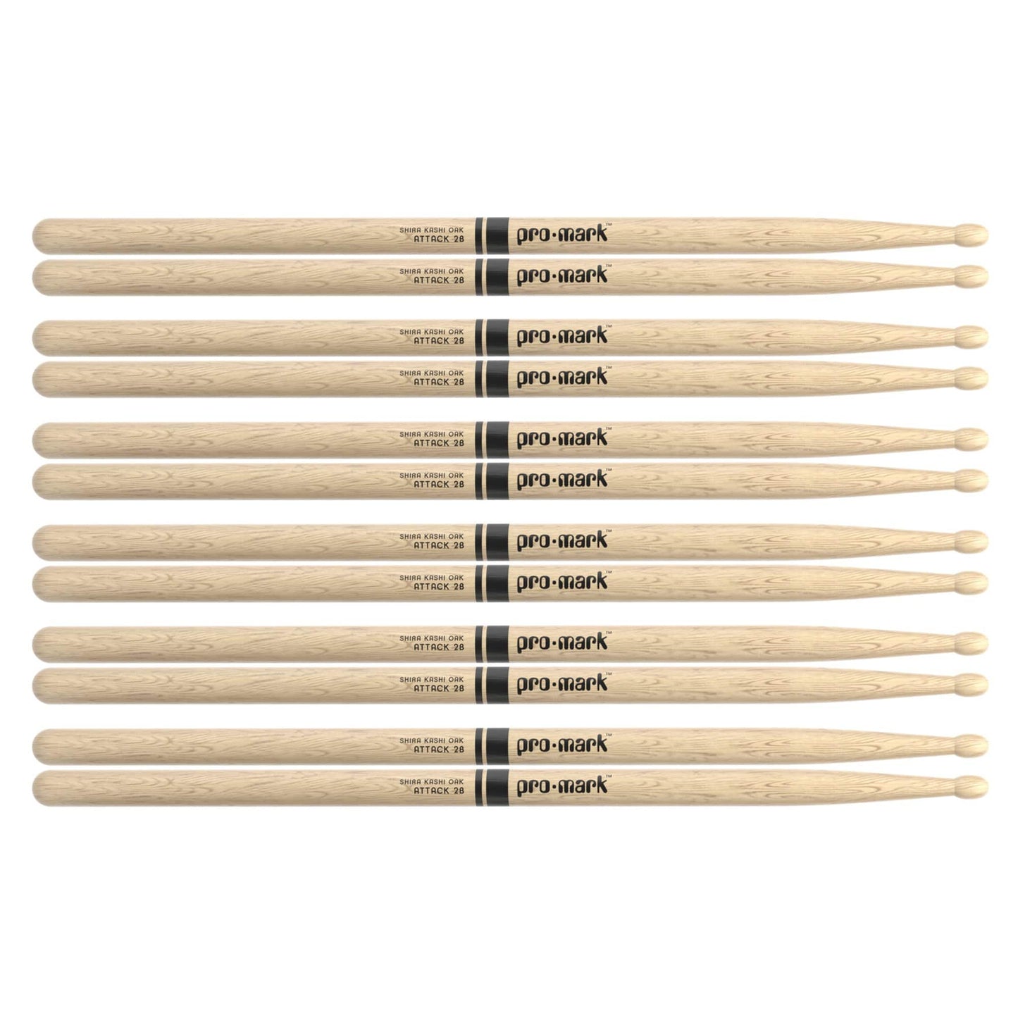 Promark Japanese White Oak 2B Wood Tip Drum Sticks (6 Pair Bundle) Drums and Percussion / Parts and Accessories / Drum Sticks and Mallets