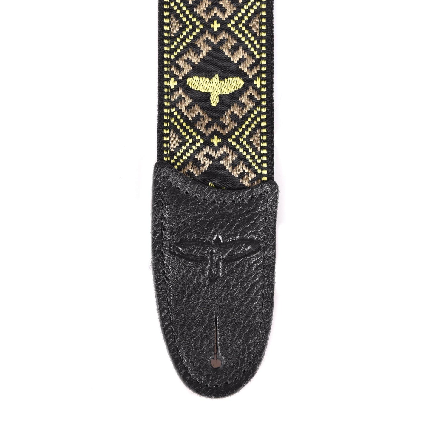 PRS Jacquard Hootenanny Style Guitar Strap Yellow & Black Birds Accessories / Straps