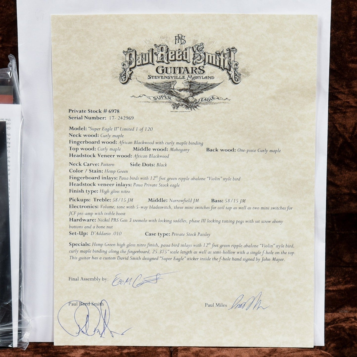 PRS Super Eagle II Hemp Green 2017 Electric Guitars / Semi-Hollow