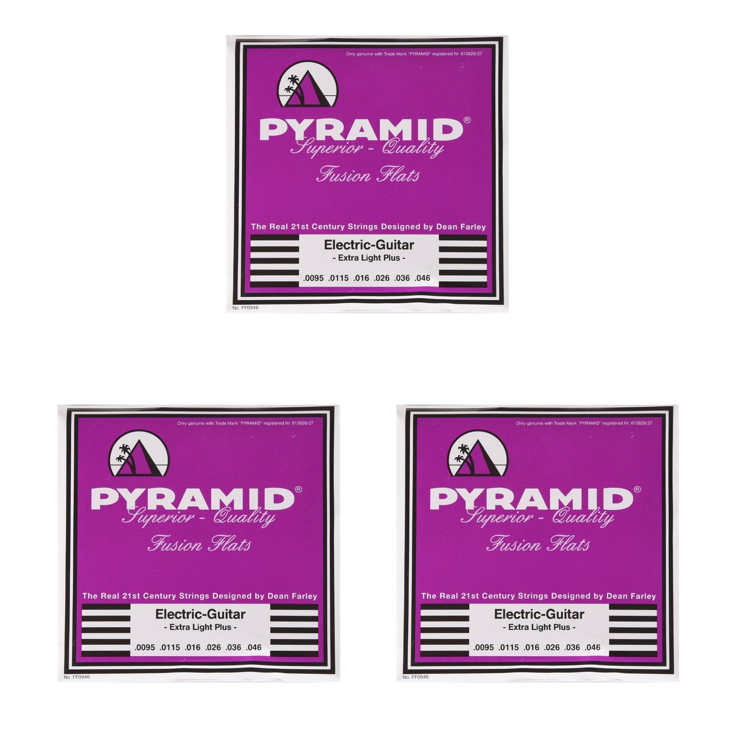 Pyramid Fusion Flats Chrome-Nickel Flatwound Guitar Strings Extra Light Plus 9.5-46 3 Pack Bundle Accessories / Strings / Guitar Strings
