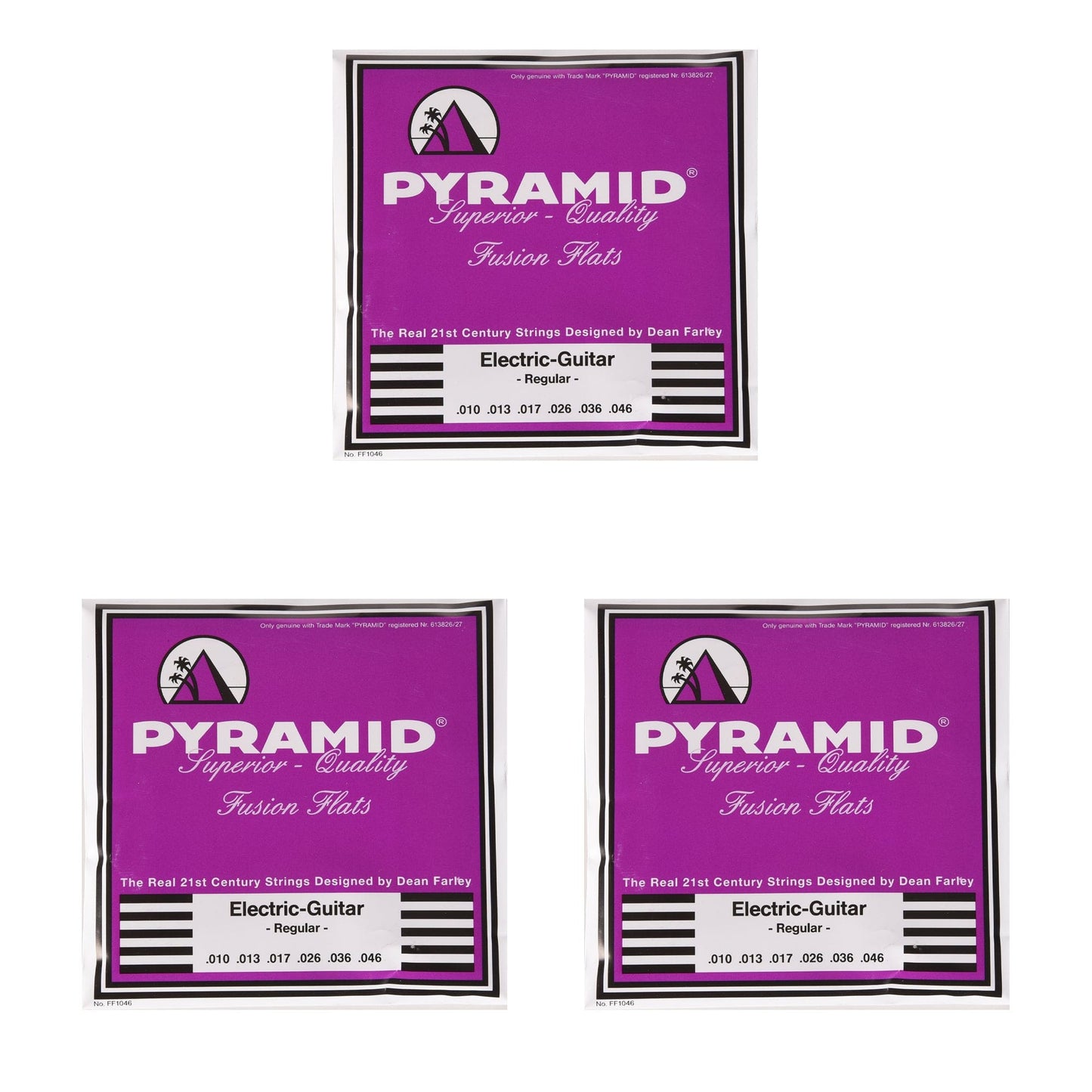 Pyramid Fusion Flats Chrome-Nickel Flatwound Guitar Strings Regular 10-46 3 Pack Bundle Accessories / Strings / Guitar Strings