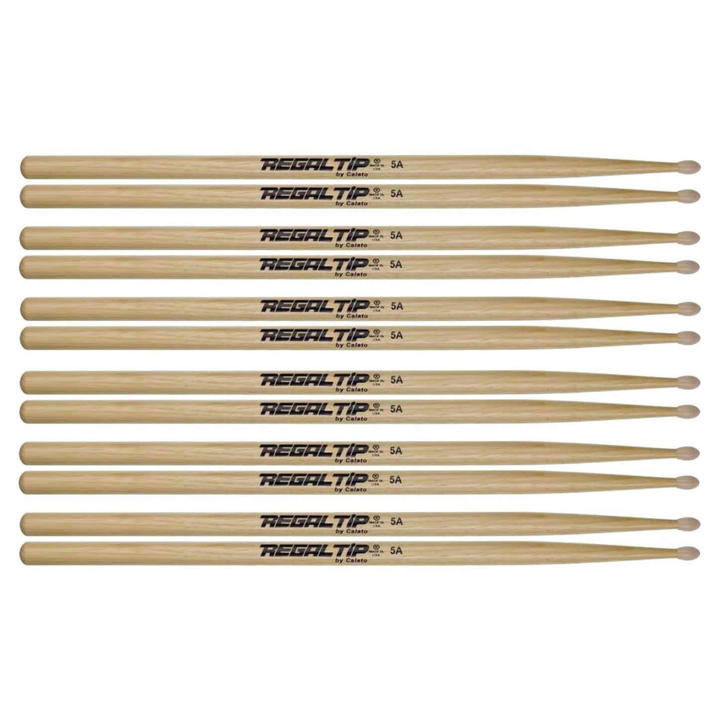 Regal Tip 5A American Hickory Nylon Tip Drum Sticks (6 Pair Bundle) Drums and Percussion / Parts and Accessories / Drum Sticks and Mallets