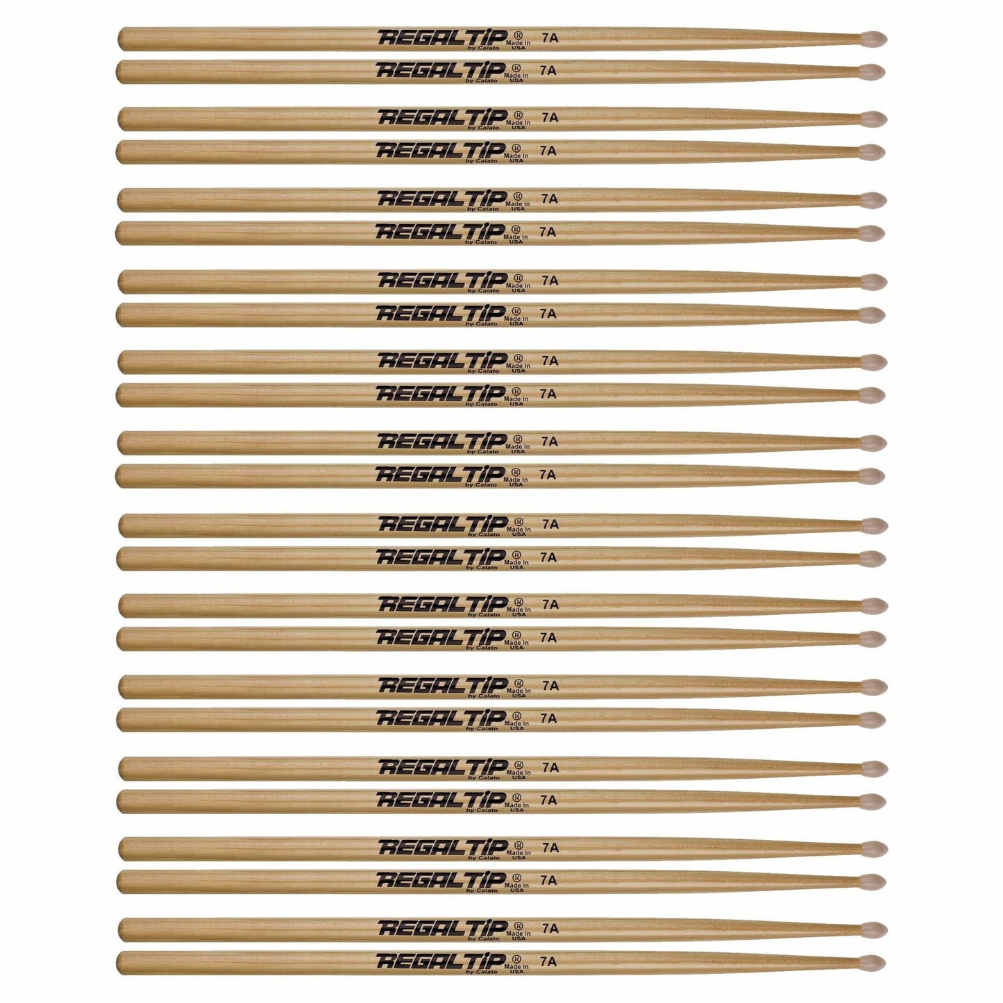 Regal Tip 7A American Hickory Nylon Tip Drum Sticks (12 Pair Bundle) Drums and Percussion / Parts and Accessories / Drum Sticks and Mallets