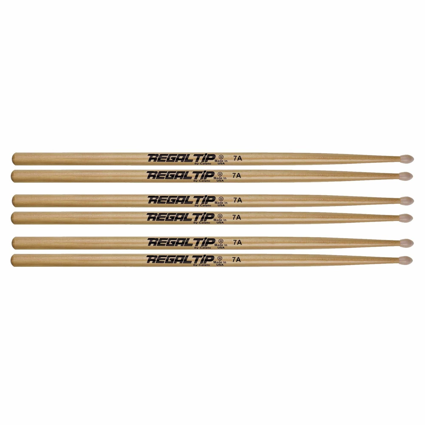 Regal Tip 7A American Hickory Nylon Tip Drum Sticks (3 Pair Bundle) Drums and Percussion / Parts and Accessories / Drum Sticks and Mallets