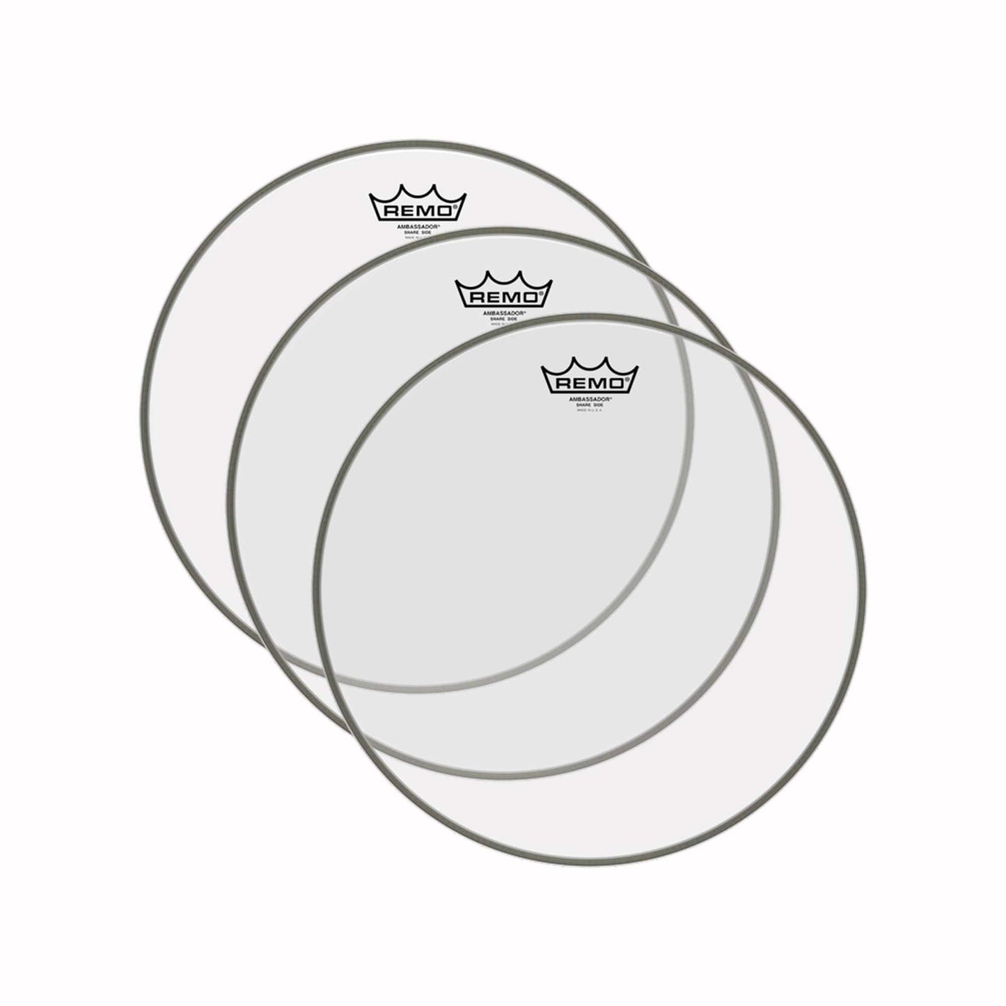 Remo 13" Ambassador Clear Snare Side Drumhead No Collar (3 Pack Bundle) Drums and Percussion / Parts and Accessories / Heads
