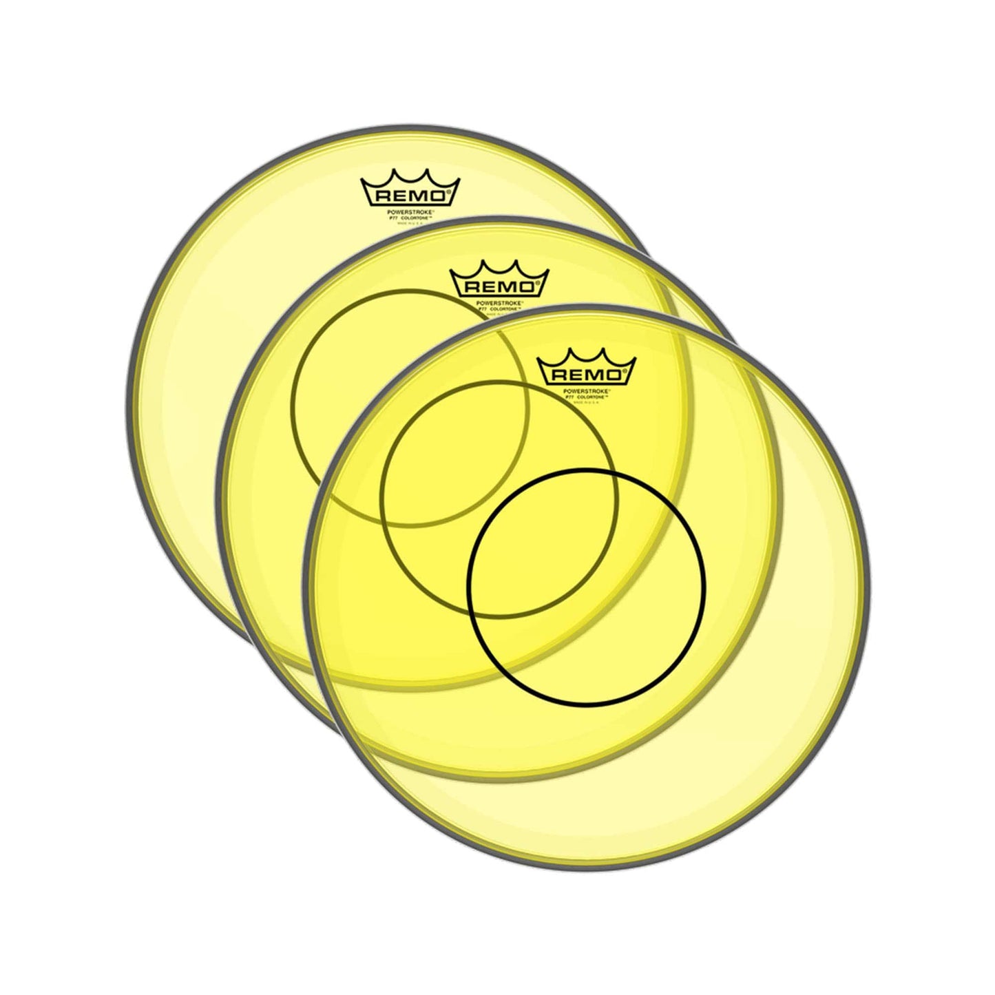 Remo 14" Powerstroke 77 Colortone Yellow Drumhead (3 Pack Bundle) Drums and Percussion / Parts and Accessories / Heads