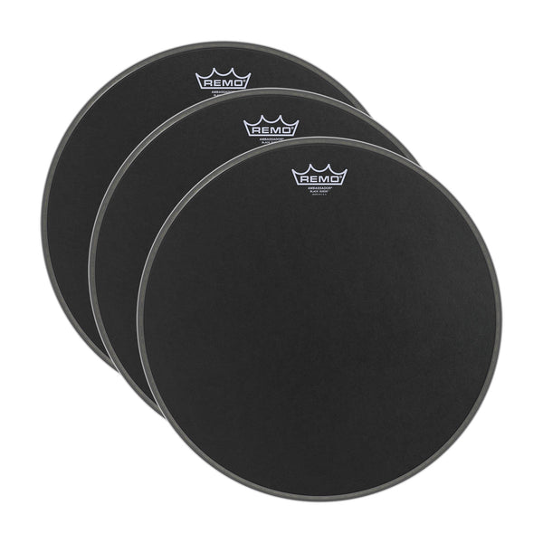 Remo 16" Ambassador Black Suede Drumhead (3 Pack Bundle) Chicago