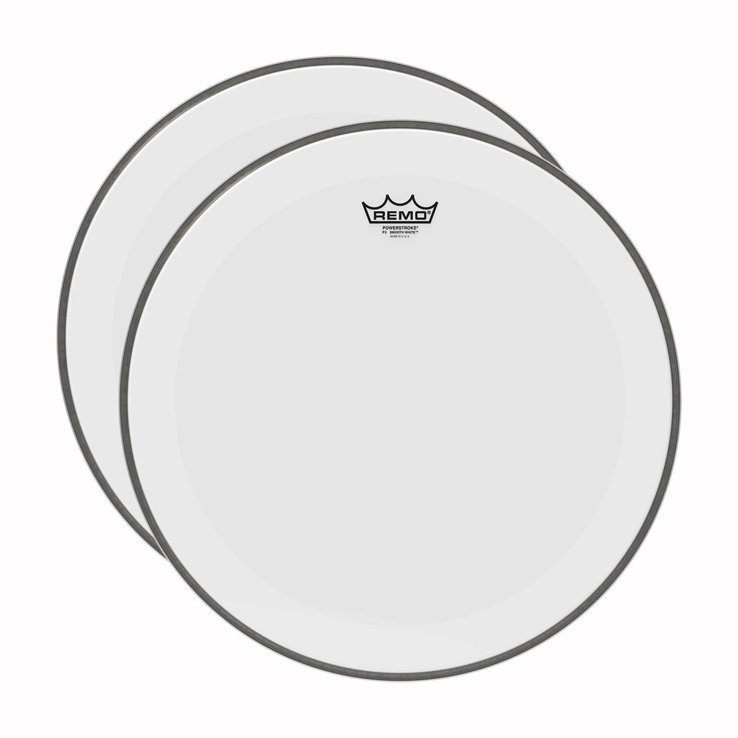 Remo 18" Powerstroke P3 Smooth White Bass Drumhead No Stripe (2 Pack Bundle) Drums and Percussion / Parts and Accessories / Heads