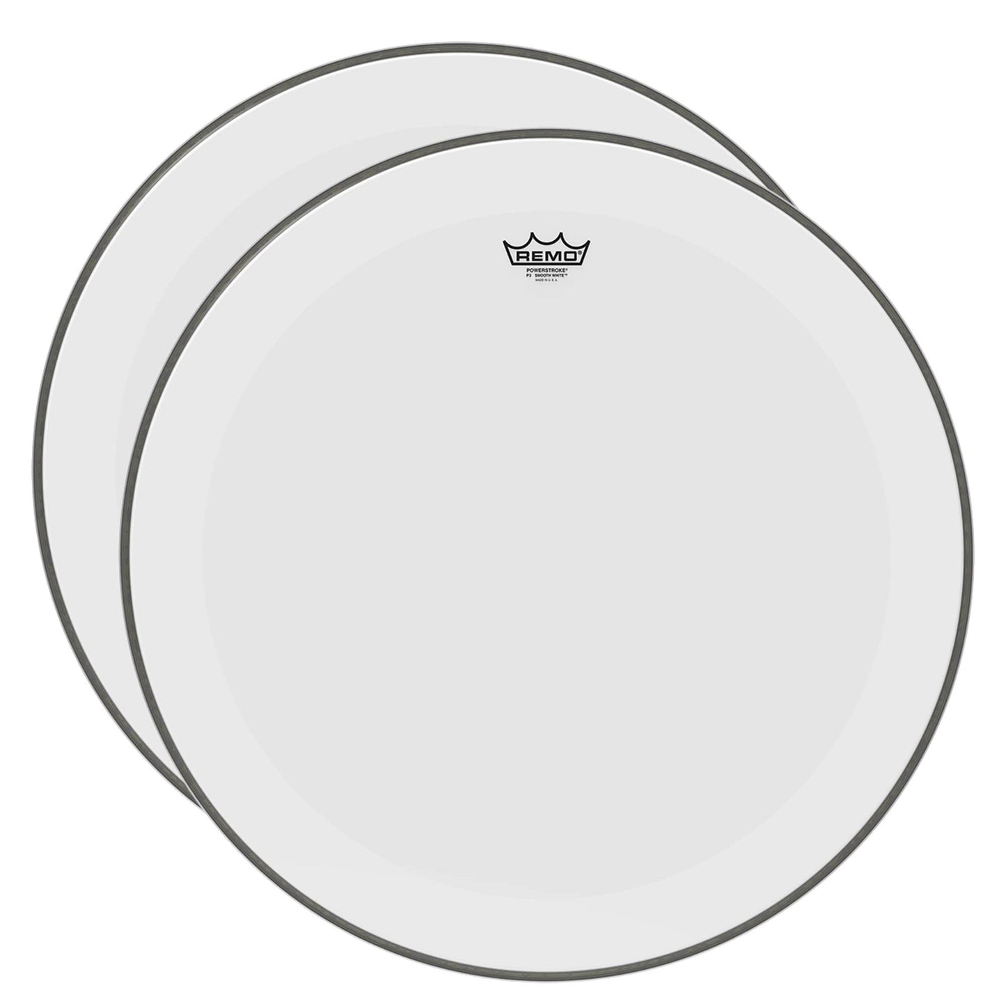 Remo 24" Powerstroke P3 Smooth White Bass Drumhead No Stripe (2 Pack Bundle) Drums and Percussion / Parts and Accessories / Heads