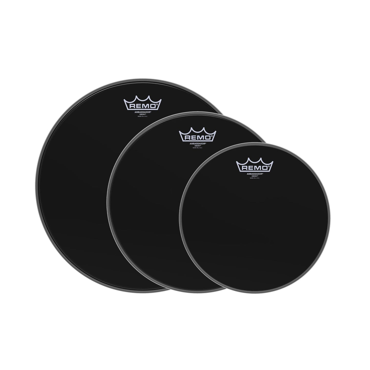 Remo 10/12/14" Ambassador Ebony Drumhead (3 Pack Bundle)