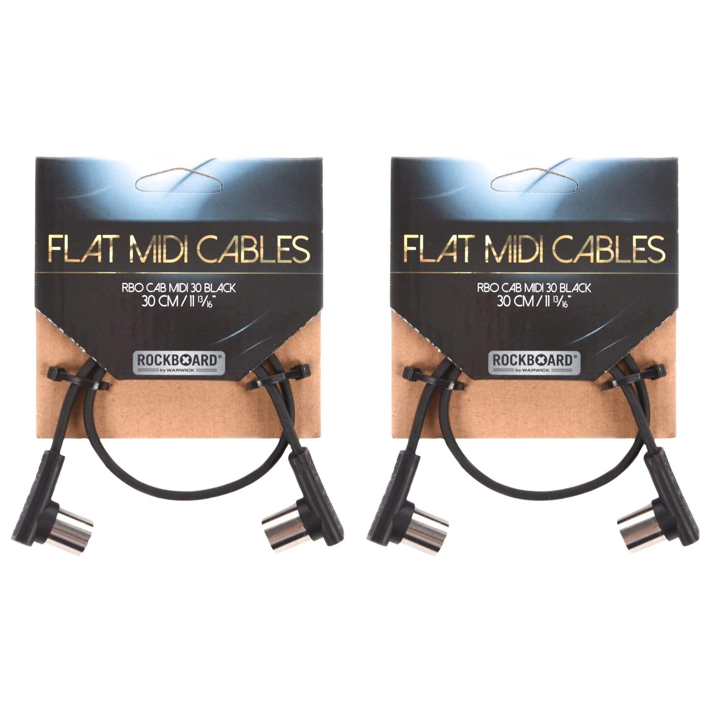 Rockgear Midi Cable, 30cm / 11.81" Black 2 Pack Bundle Accessories / Cables