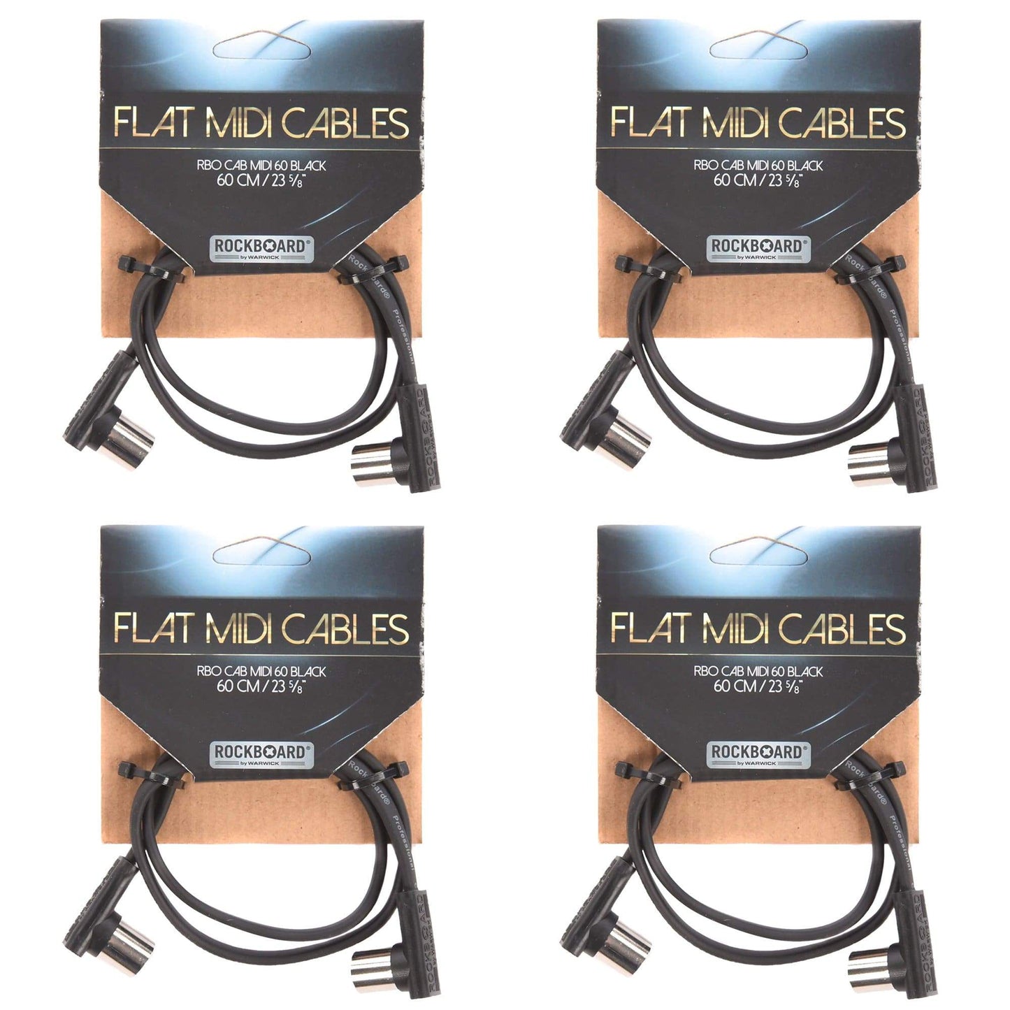 Rockgear Midi Cable, 60cm / 23.62" Black 4 Pack Bundle Accessories / Cables