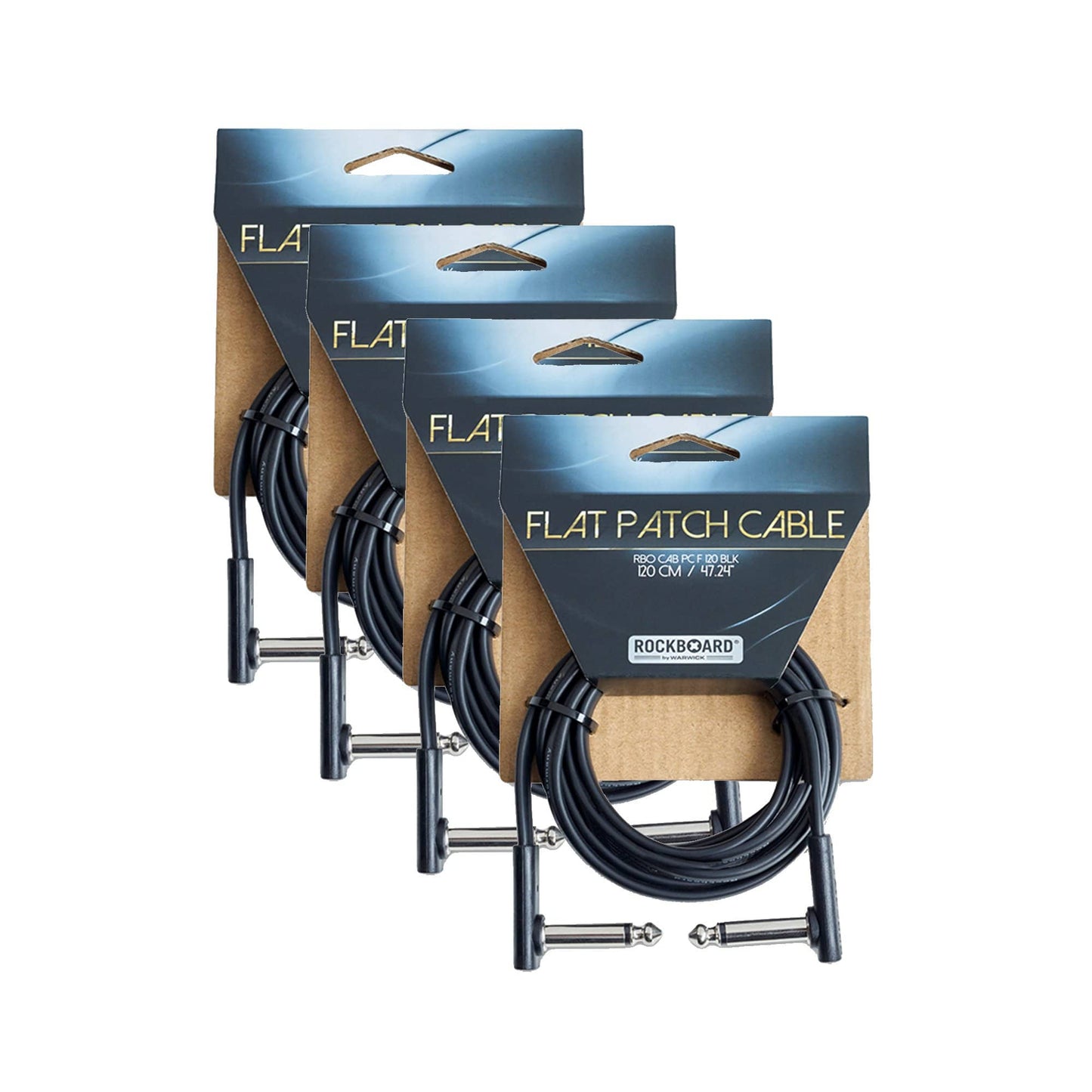 RockGear RockBoard Flat Patch Cable Black 120cm (47.24") 4 Pack Bundle Accessories / Cables