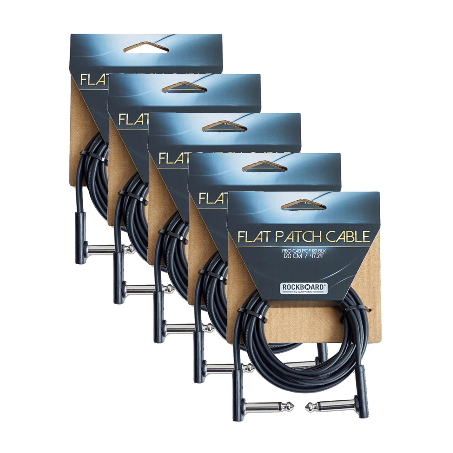 RockGear RockBoard Flat Patch Cable Black 120cm (47.24") 5 Pack Bundle Accessories / Cables