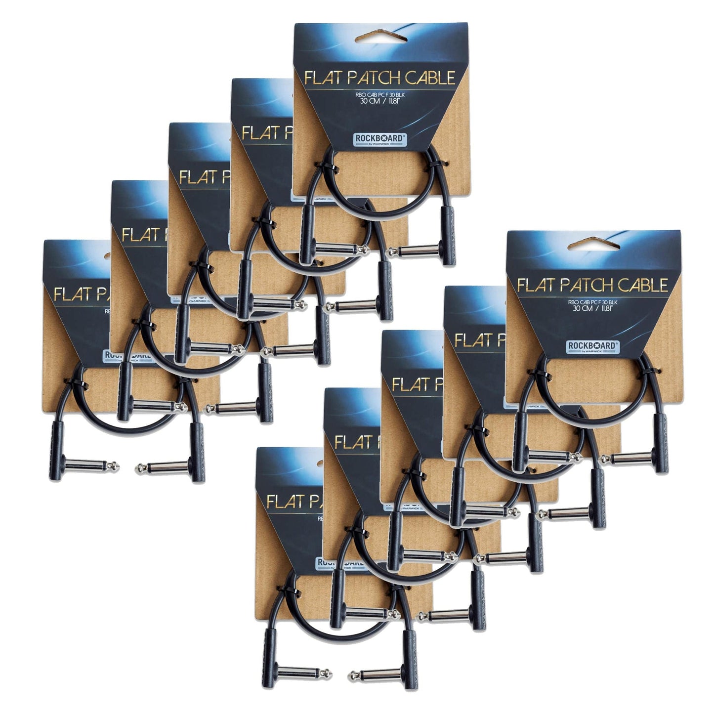 RockGear RockBoard Flat Patch Cable Black 30cm (11.81") 10 Pack Bundle Accessories / Cables