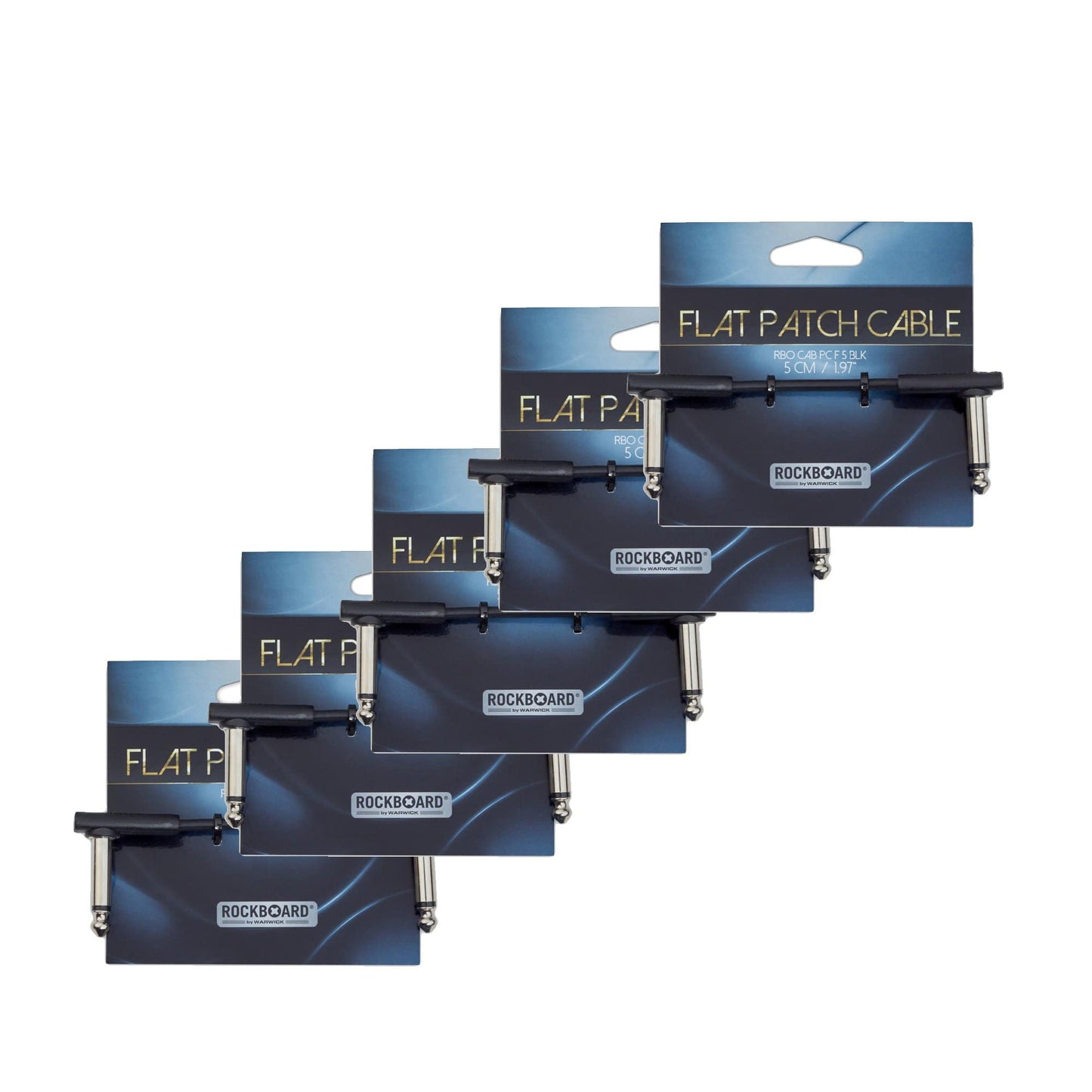 RockGear RockBoard Flat Patch Cable Black 5cm (1.97") 5 Pack Bundle Accessories / Cables