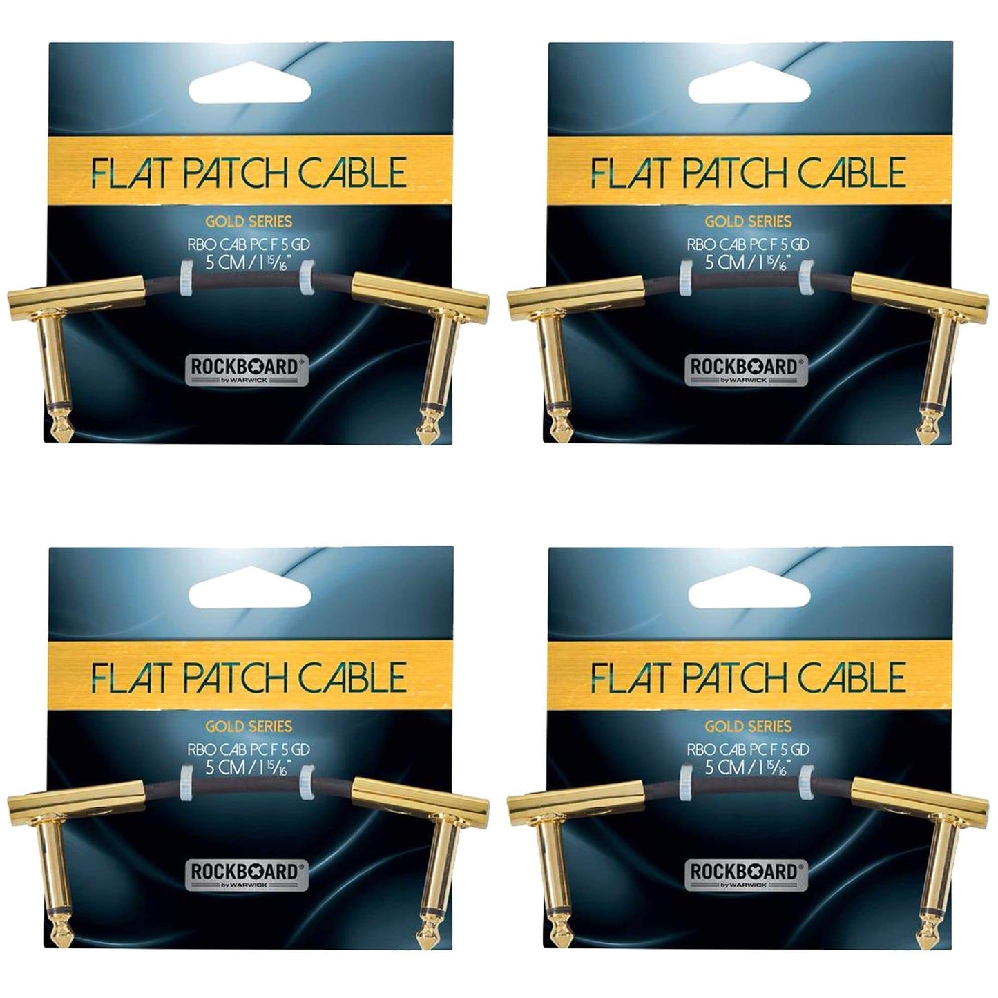 RockGear RockBoard Flat Patch Cable Gold 5cm (1.97") 4 Pack Bundle Accessories / Cables