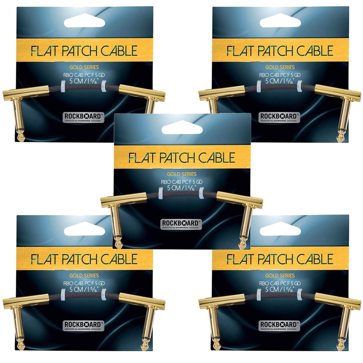 RockGear RockBoard Flat Patch Cable Gold 5cm (1.97") 5 Pack Bundle Accessories / Cables