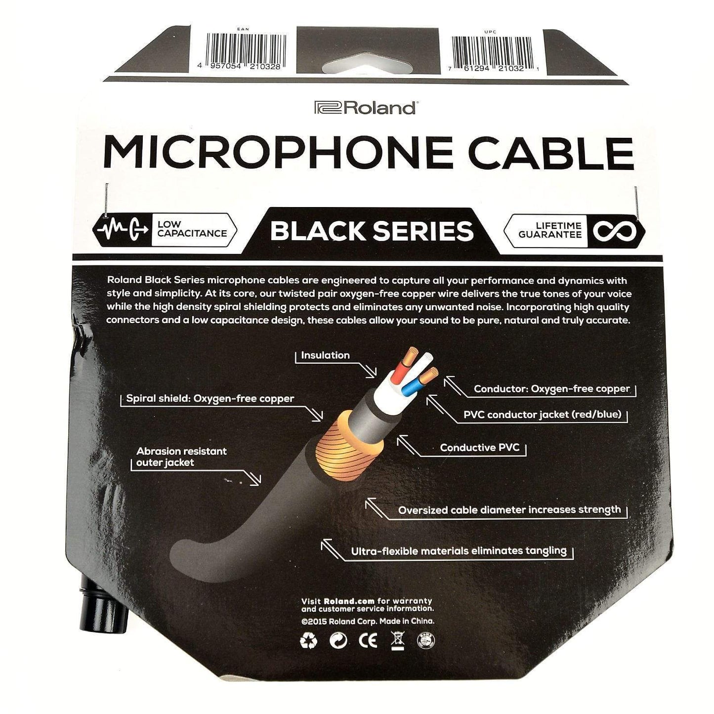 Roland Black Series 10ft XLR Microphone Cable Accessories / Cables