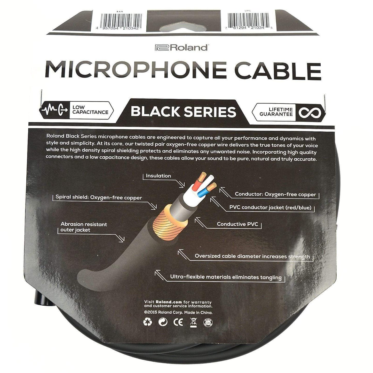 Roland Black Series 25ft XLR Microphone Cable Accessories / Cables