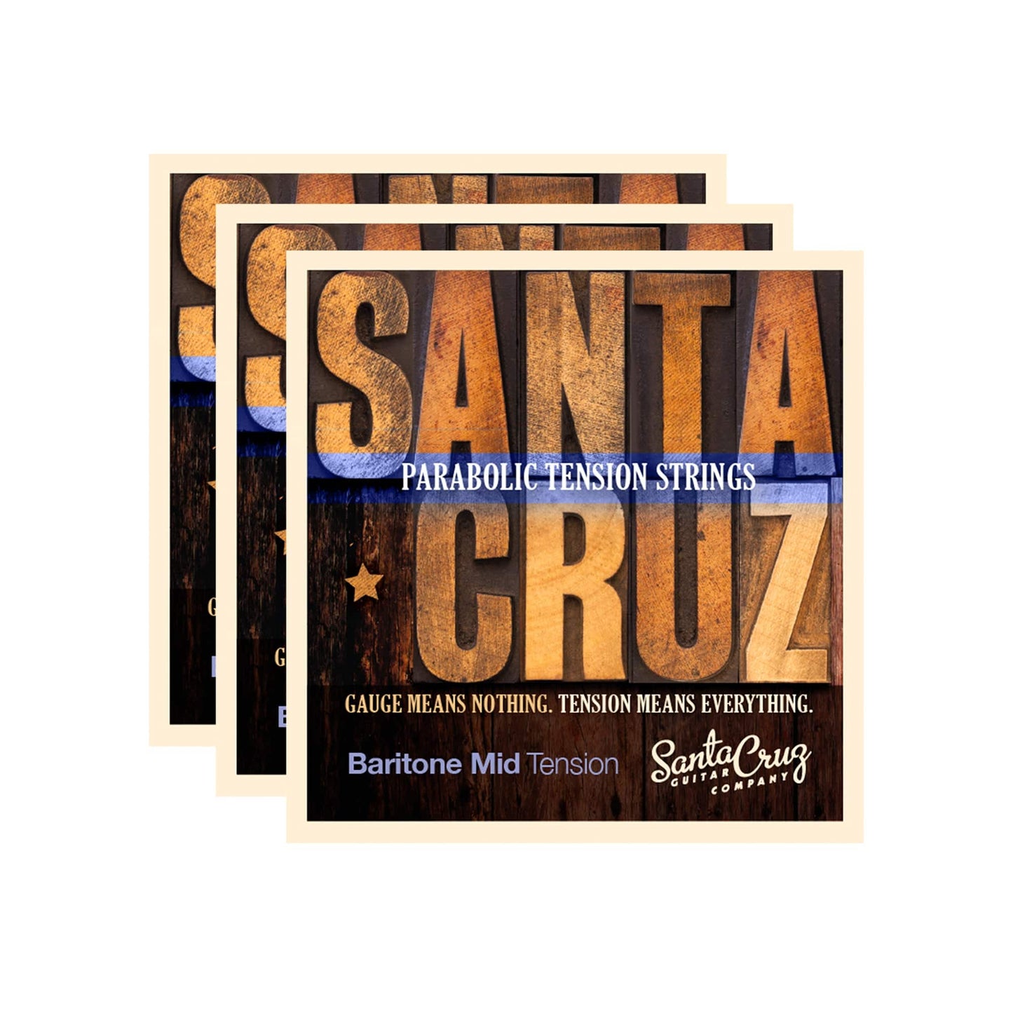 Santa Cruz Parabolic Tension Baritone Acoustic Guitar Strings MediumTension 3 Pack Bundle Accessories / Strings / Guitar Strings