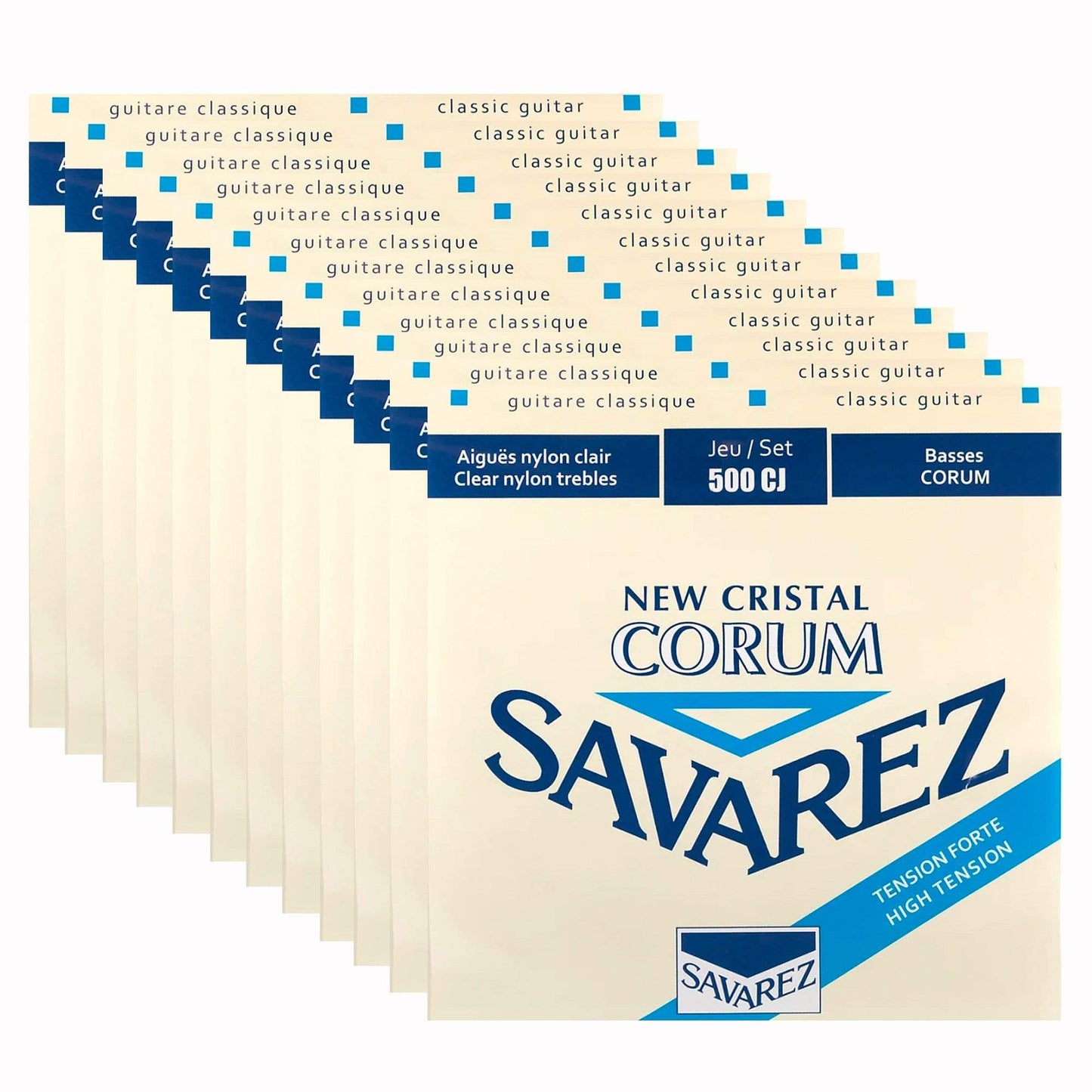 Savarez 500CJ Cristal Corum High Tension Trebles Normal Tension Basses 12 Pack Bundle Accessories / Strings / Guitar Strings