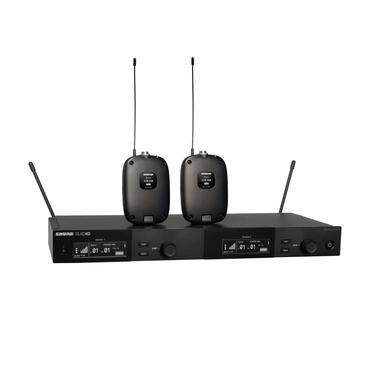 Shure SLX14D J52 Dual Wireless Combo System w/ 2 SLXD1 Bodypacks and SLXD4D Receiver Pro Audio / Accessories / Wireless Receivers